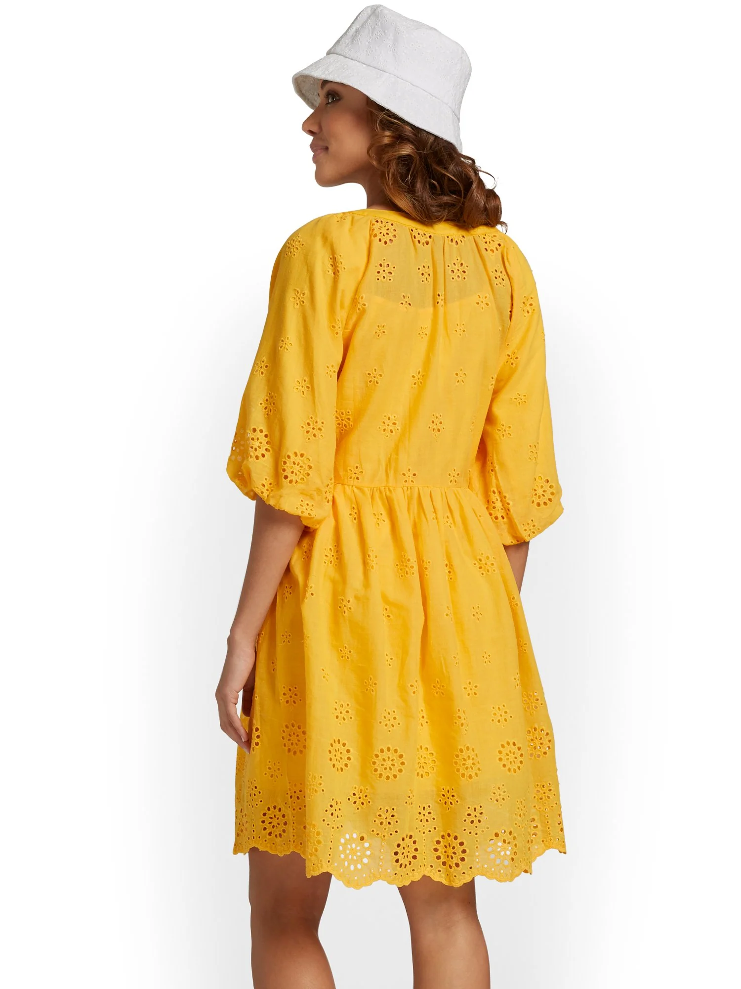 Eyelet Button-Down Shift Dress - Lily & Cali - Image 3