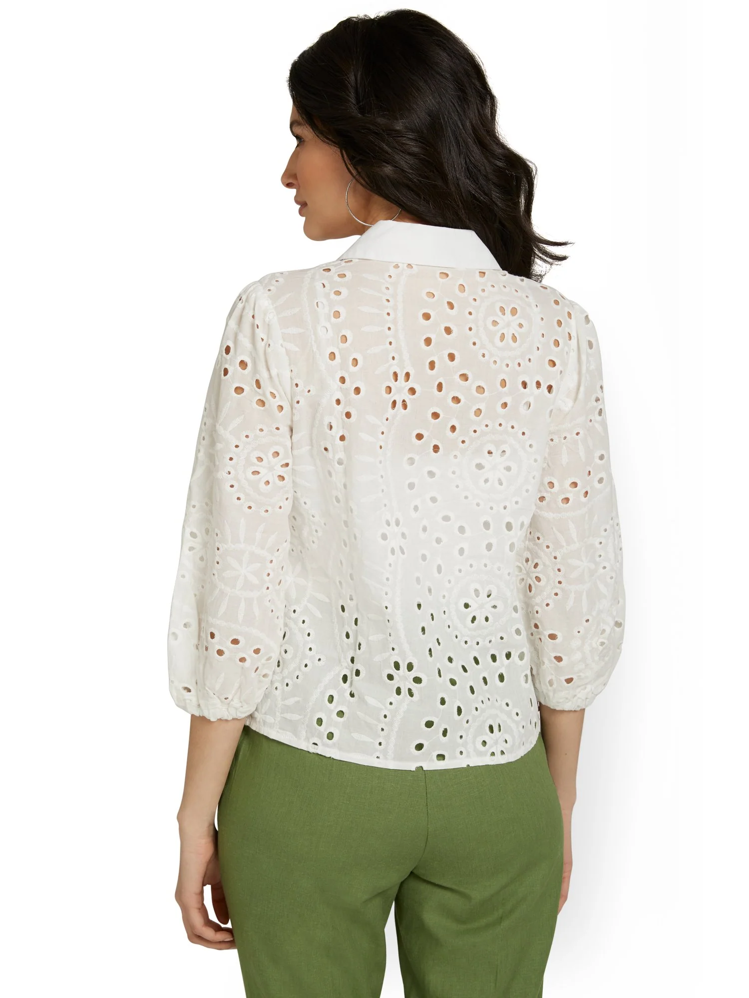 Eyelet Button-Front Shirt - Image 3
