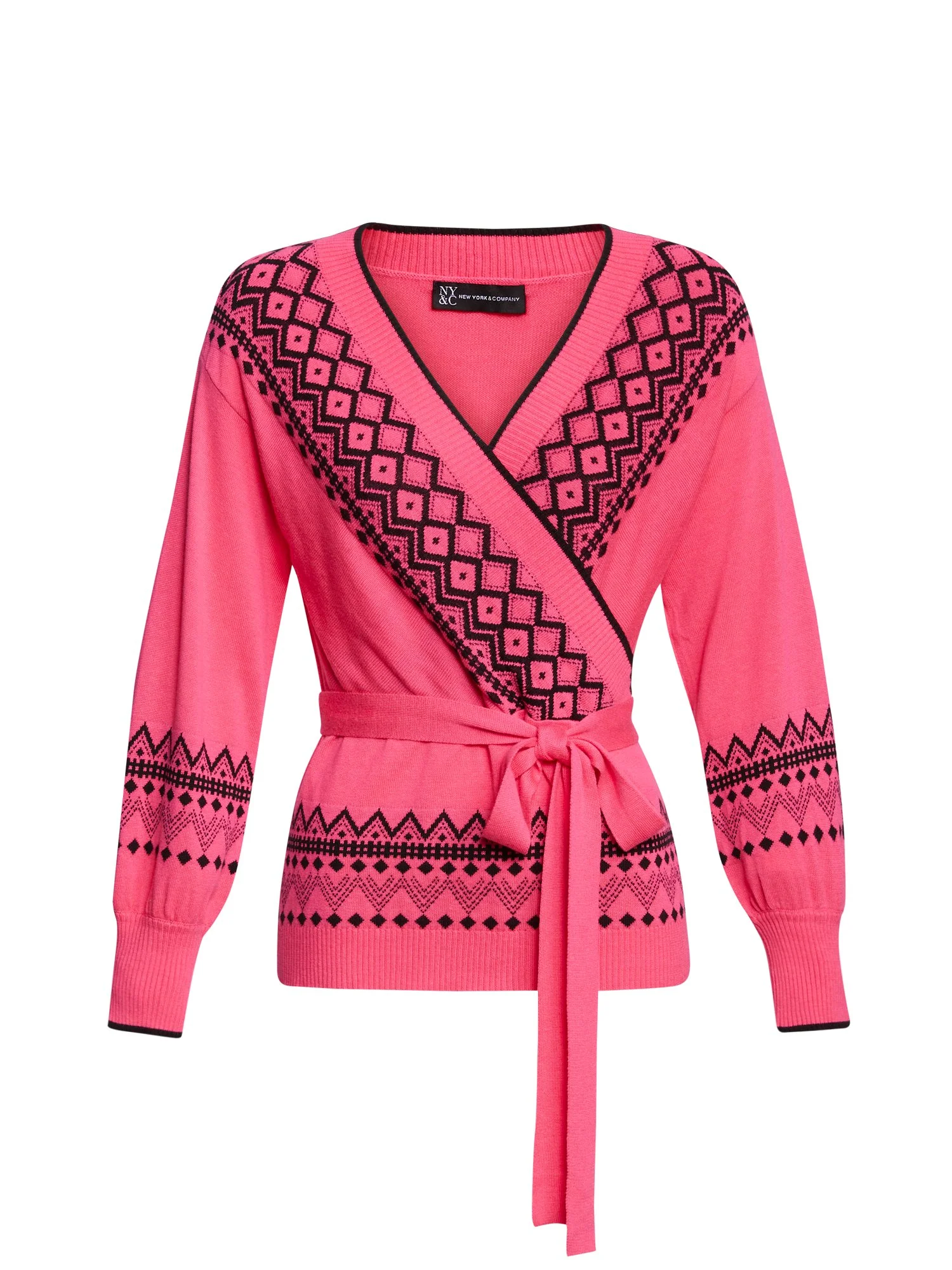 Fair Isle Wrap-Front V-Neck Sweater - Image 3