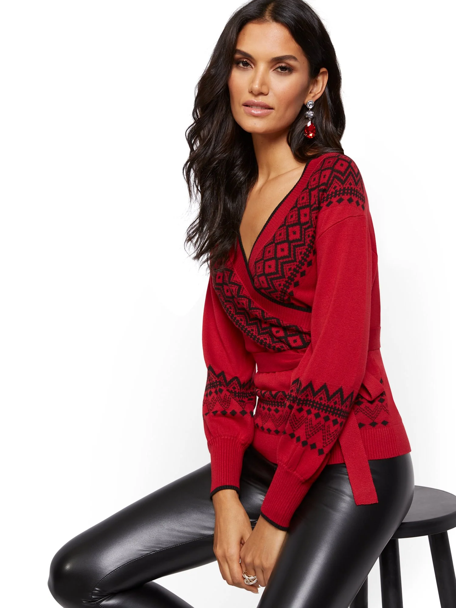 Fair Isle Wrap Sweater - Image 4