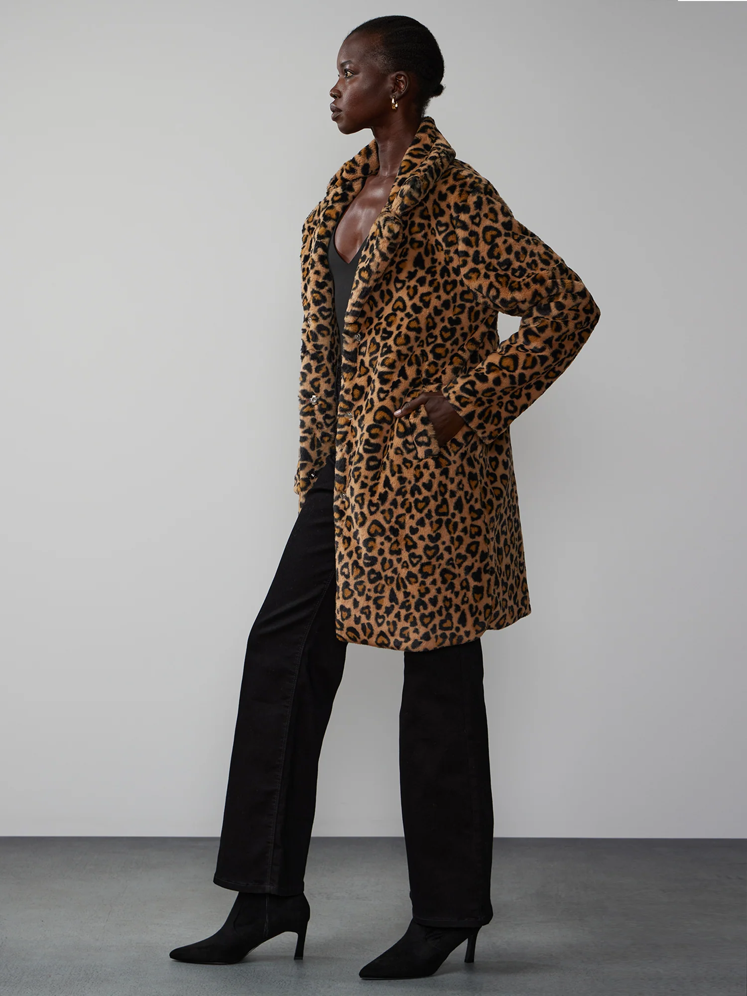 Faux Fur Leopard Print Coat - Image 2