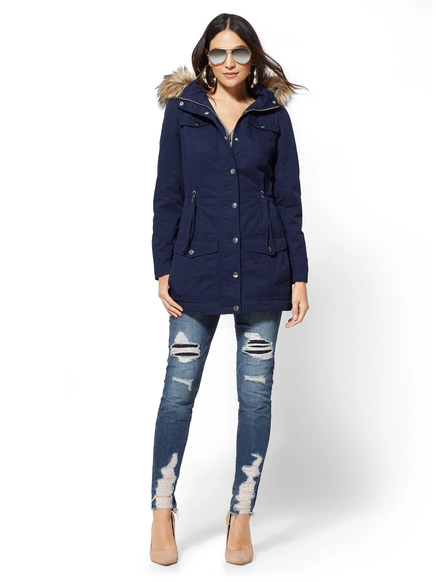 Faux Fur-Trim Sherpa-Lined Cozy Anorak - Image 8