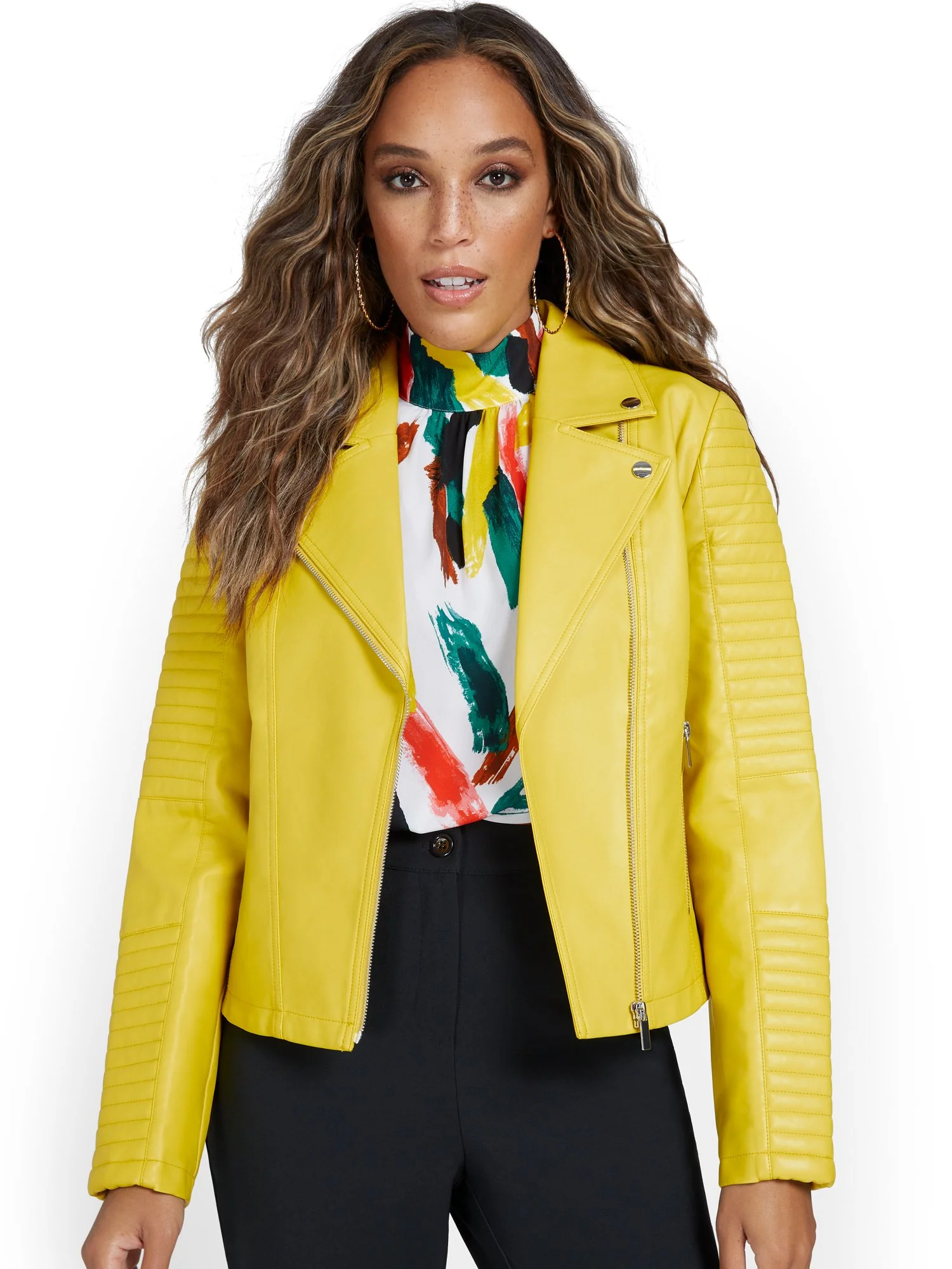 Faux-Leather Asymmetrical Trapunto Moto Jacket - Image 15