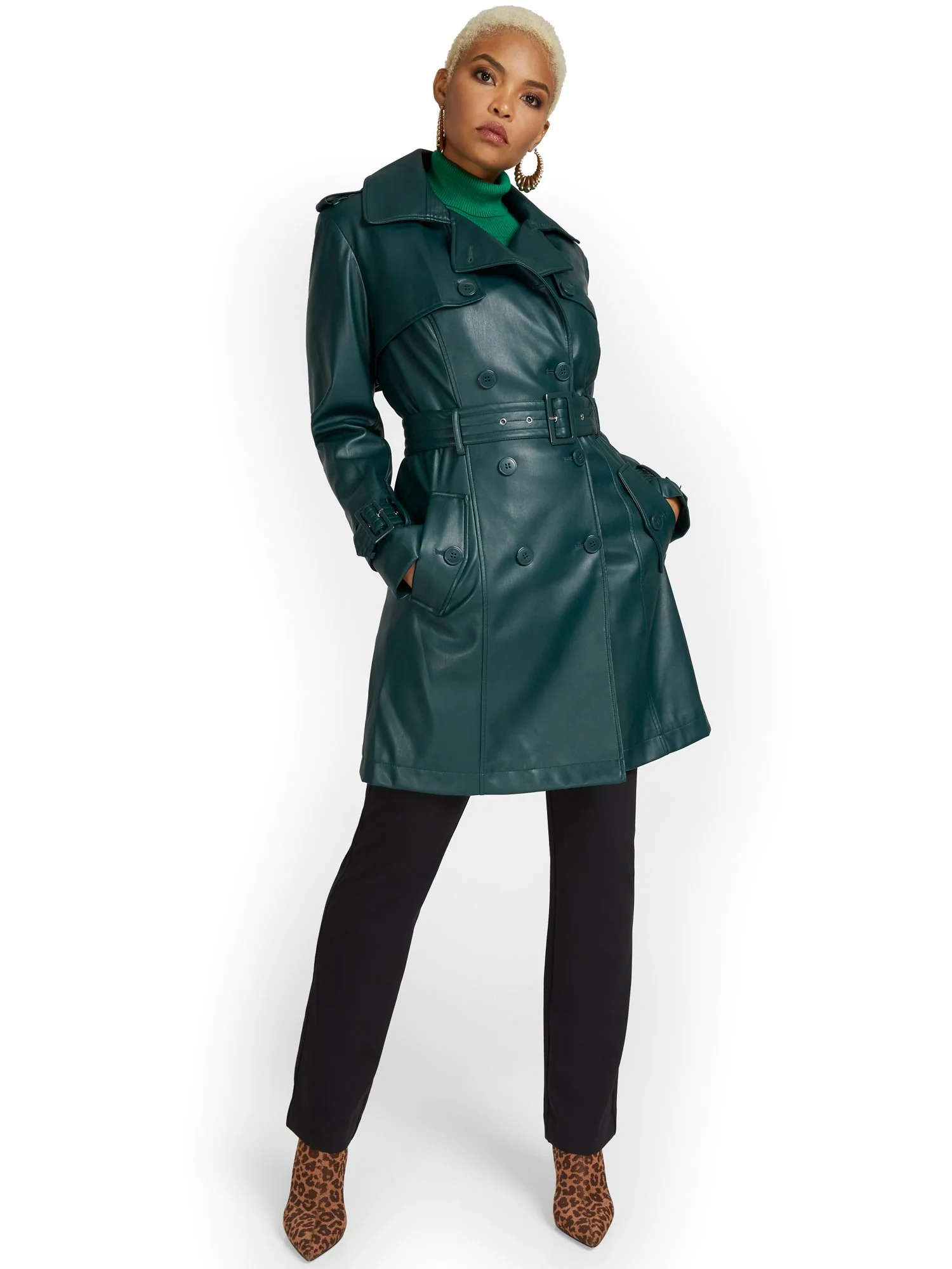 Faux-Leather Belted Trenchcoat - Image 10