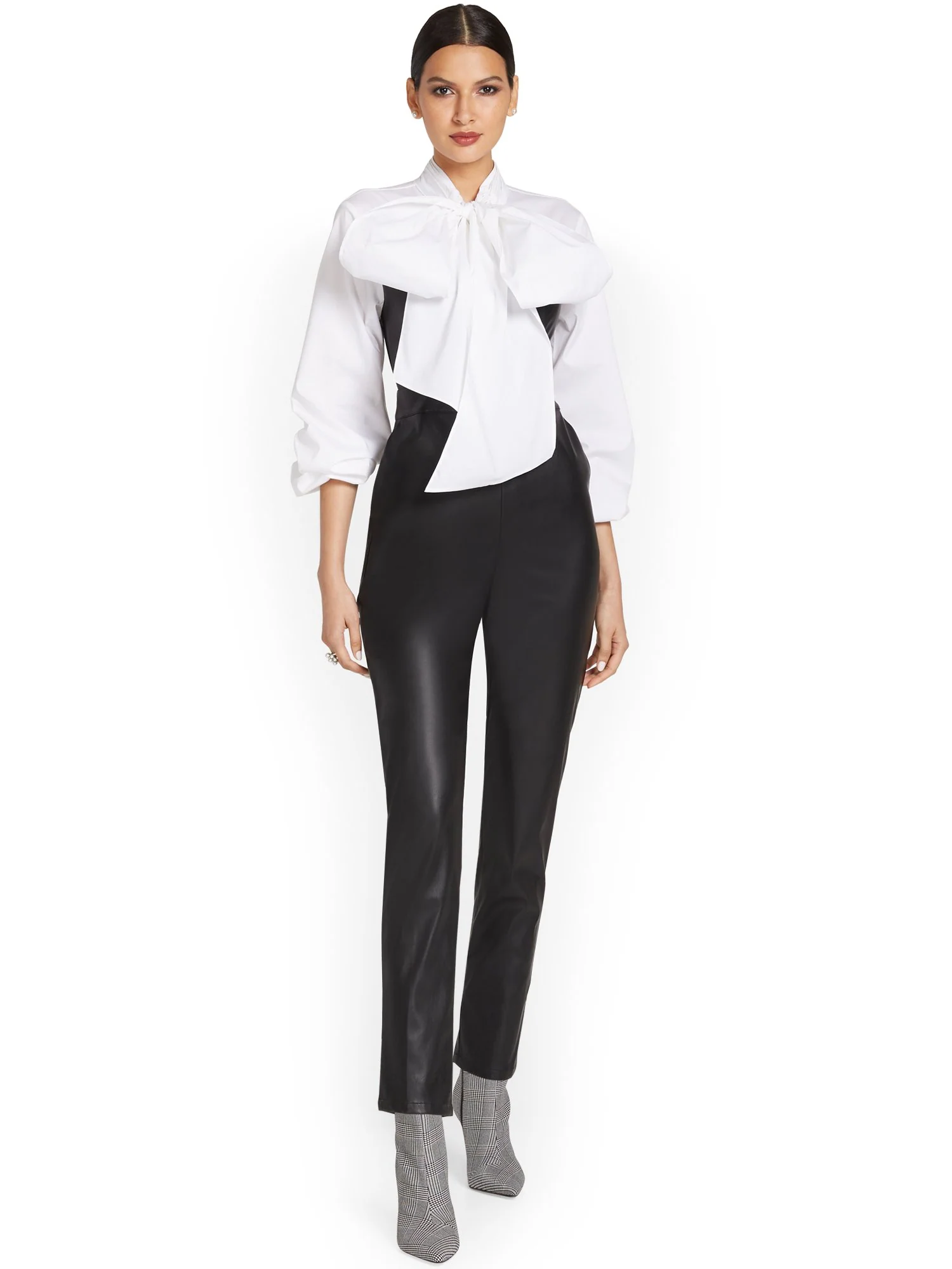 Faux-Leather Bow-Front Jumpsuit - Image 2
