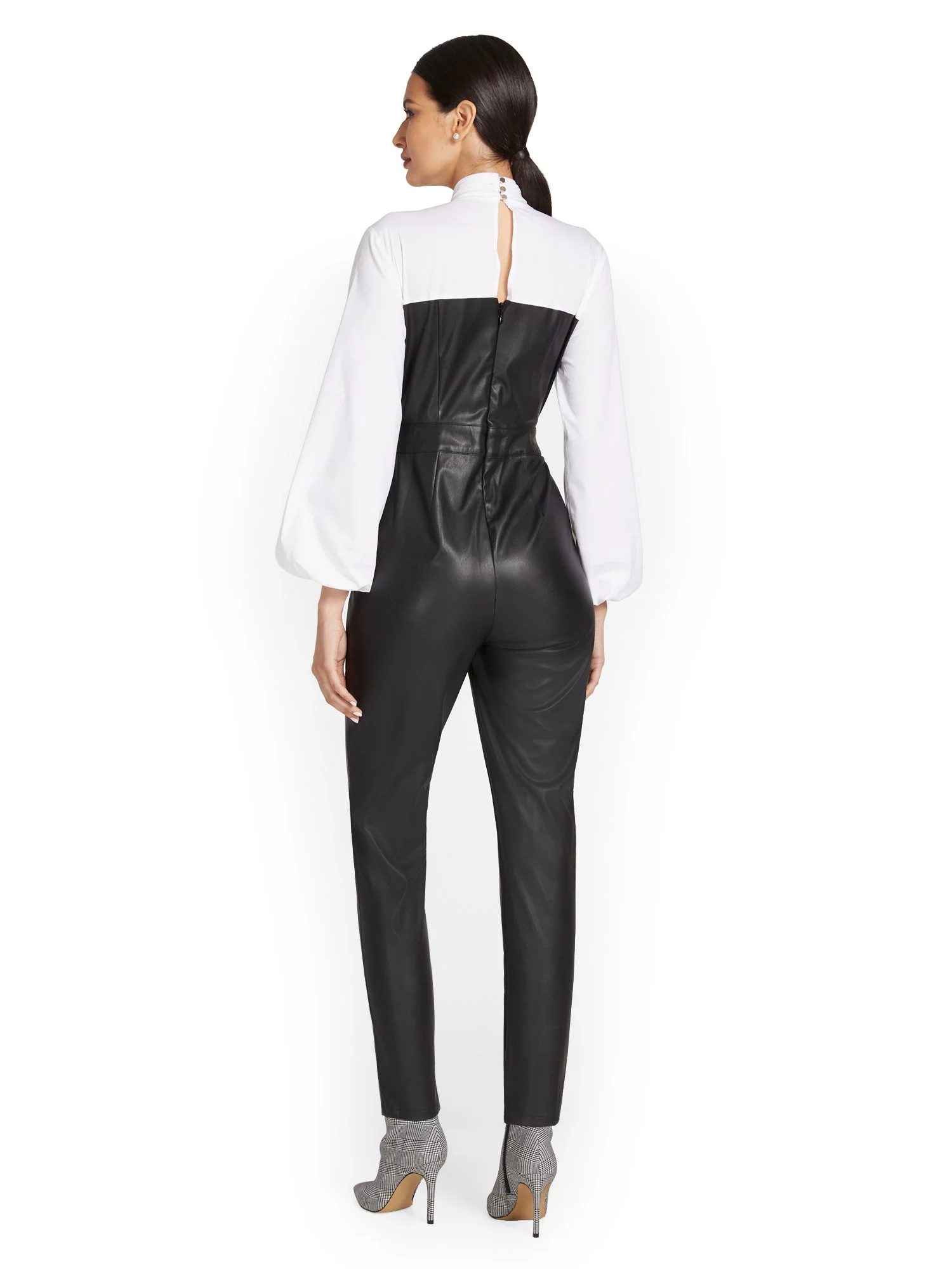 Faux-Leather Bow-Front Jumpsuit - Image 3
