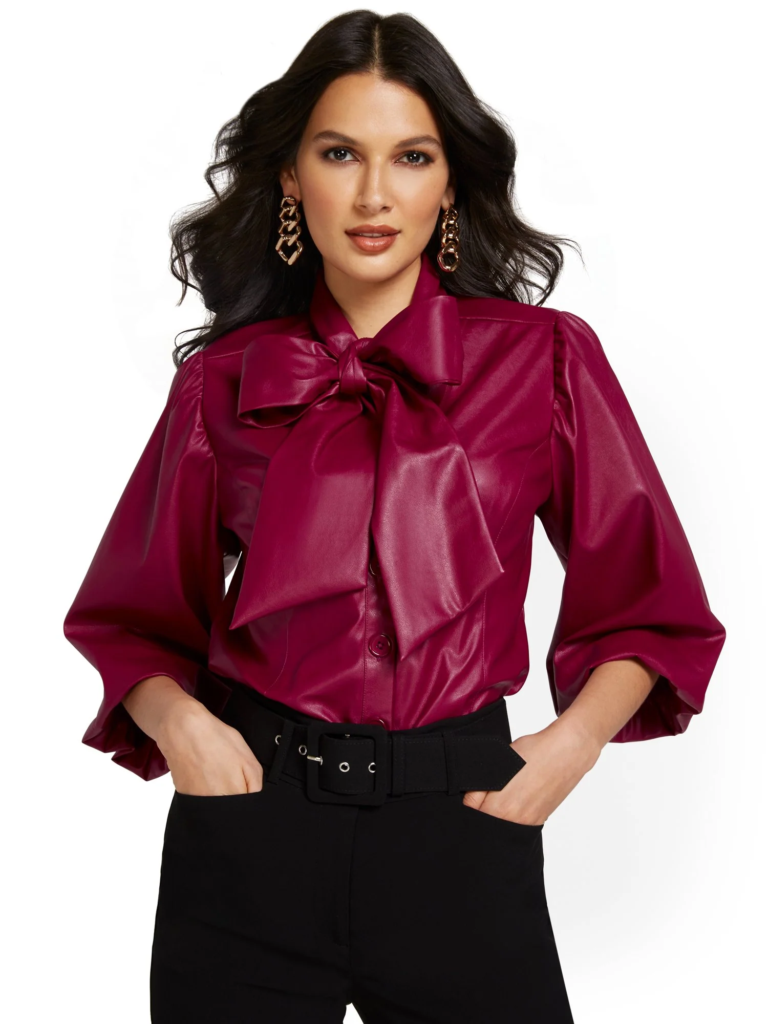 Faux-Leather Bow Top - Image 6