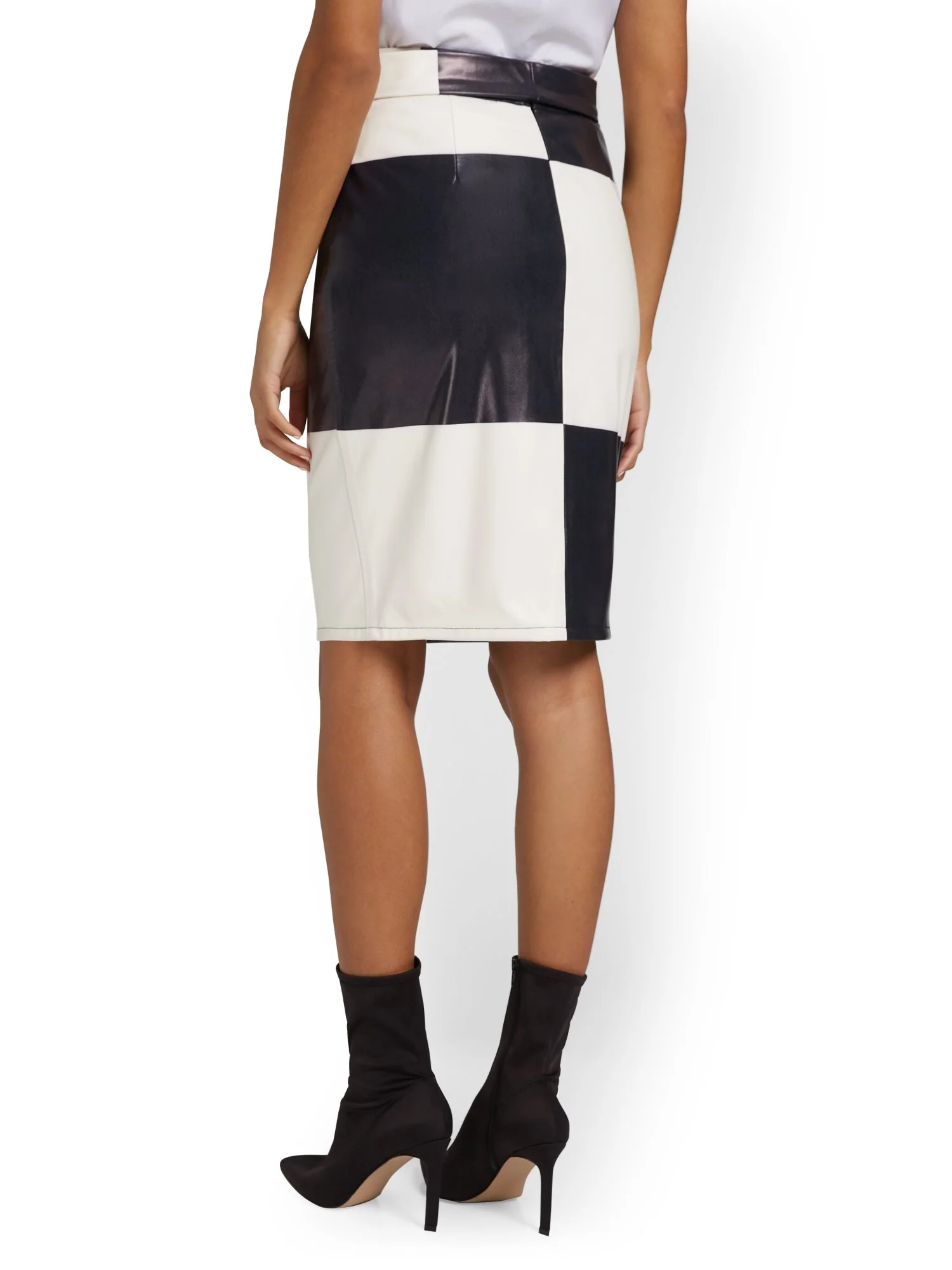 Faux-Leather Colorblock Pencil Skirt - Image 3