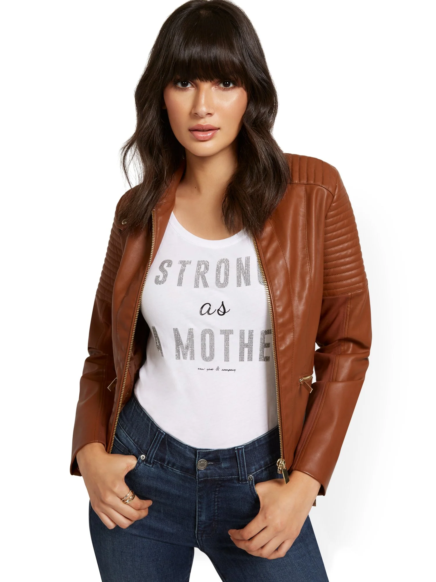 Faux-Leather Moto Jacket - Image 10