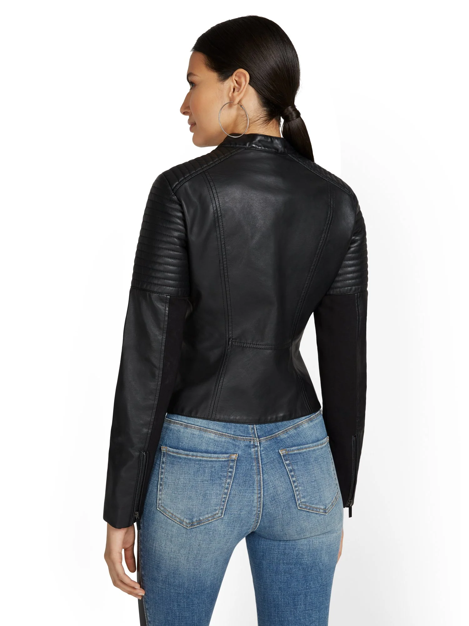 Faux-Leather Moto Jacket - Image 3