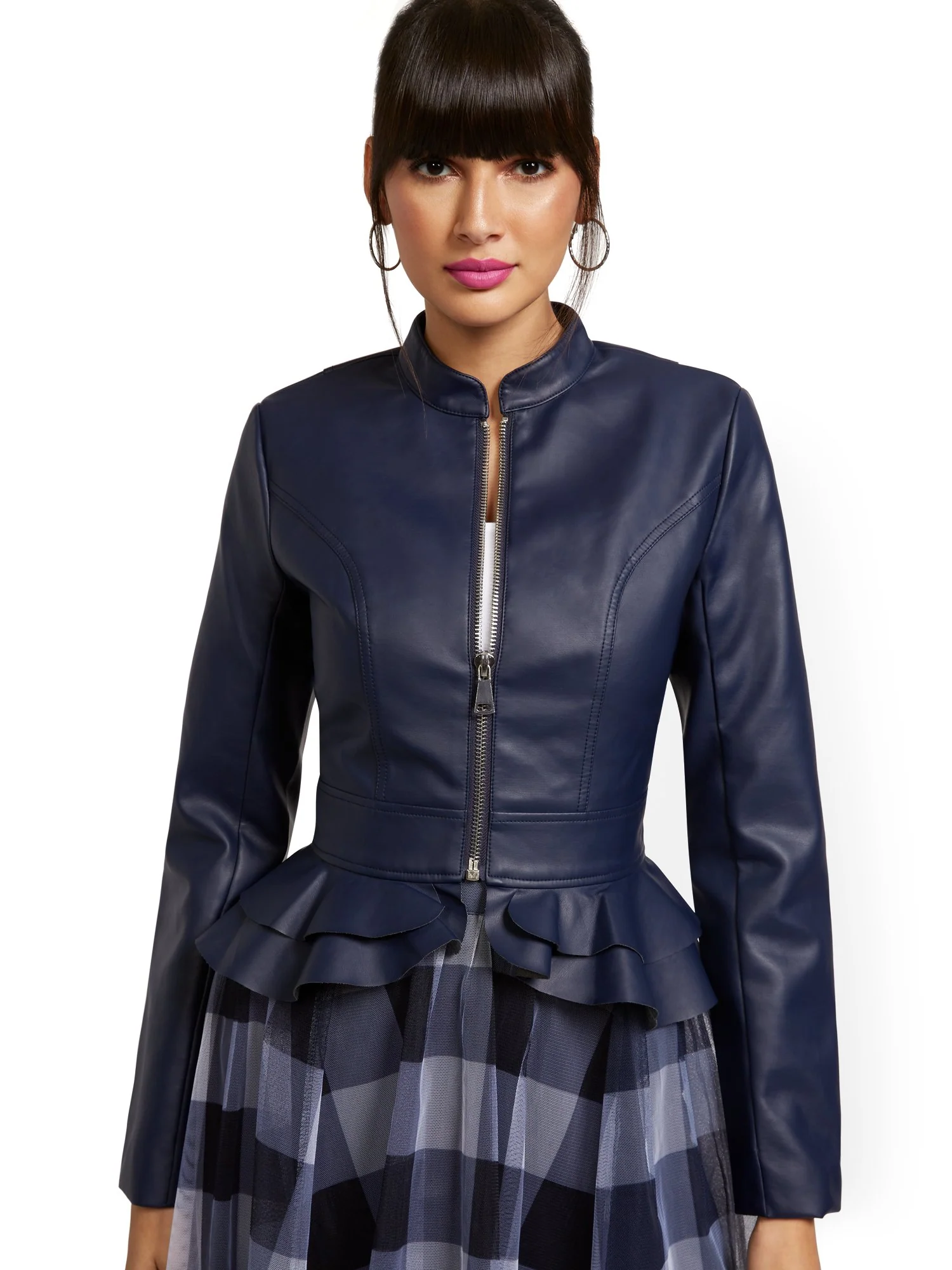 Faux Leather Peplum Jacket - Image 10
