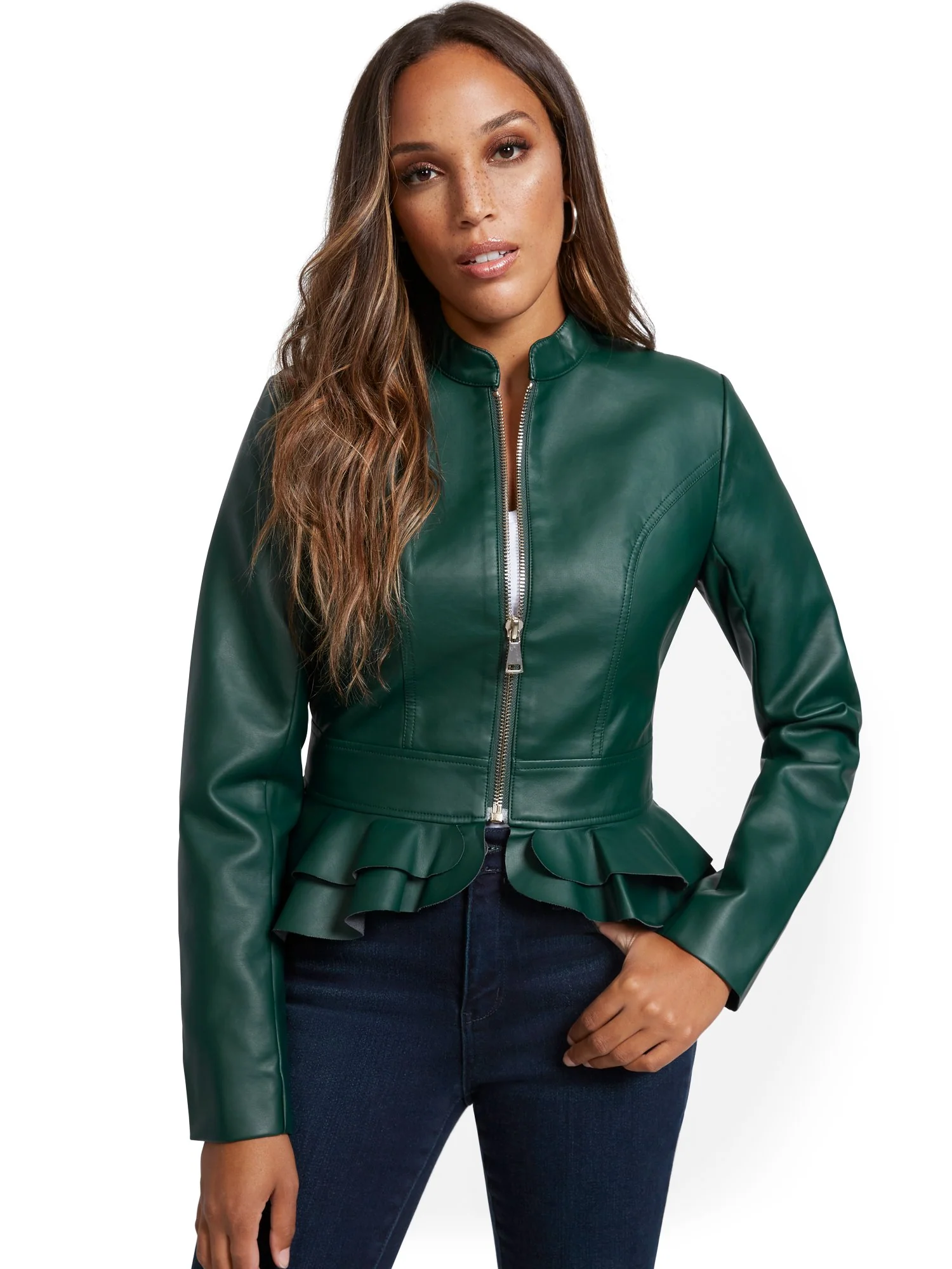 Faux Leather Peplum Jacket - Image 21