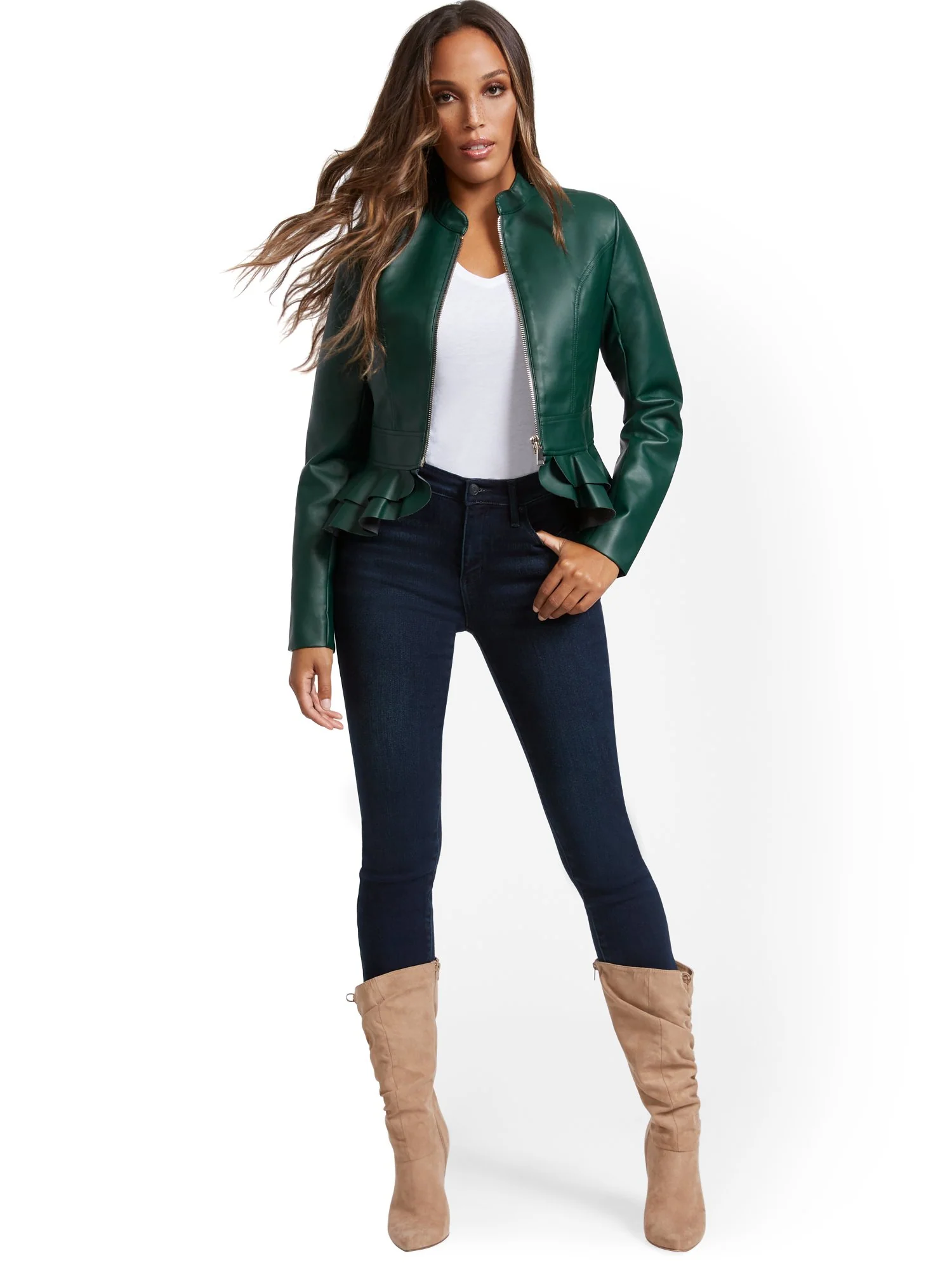 Faux Leather Peplum Jacket - Image 22