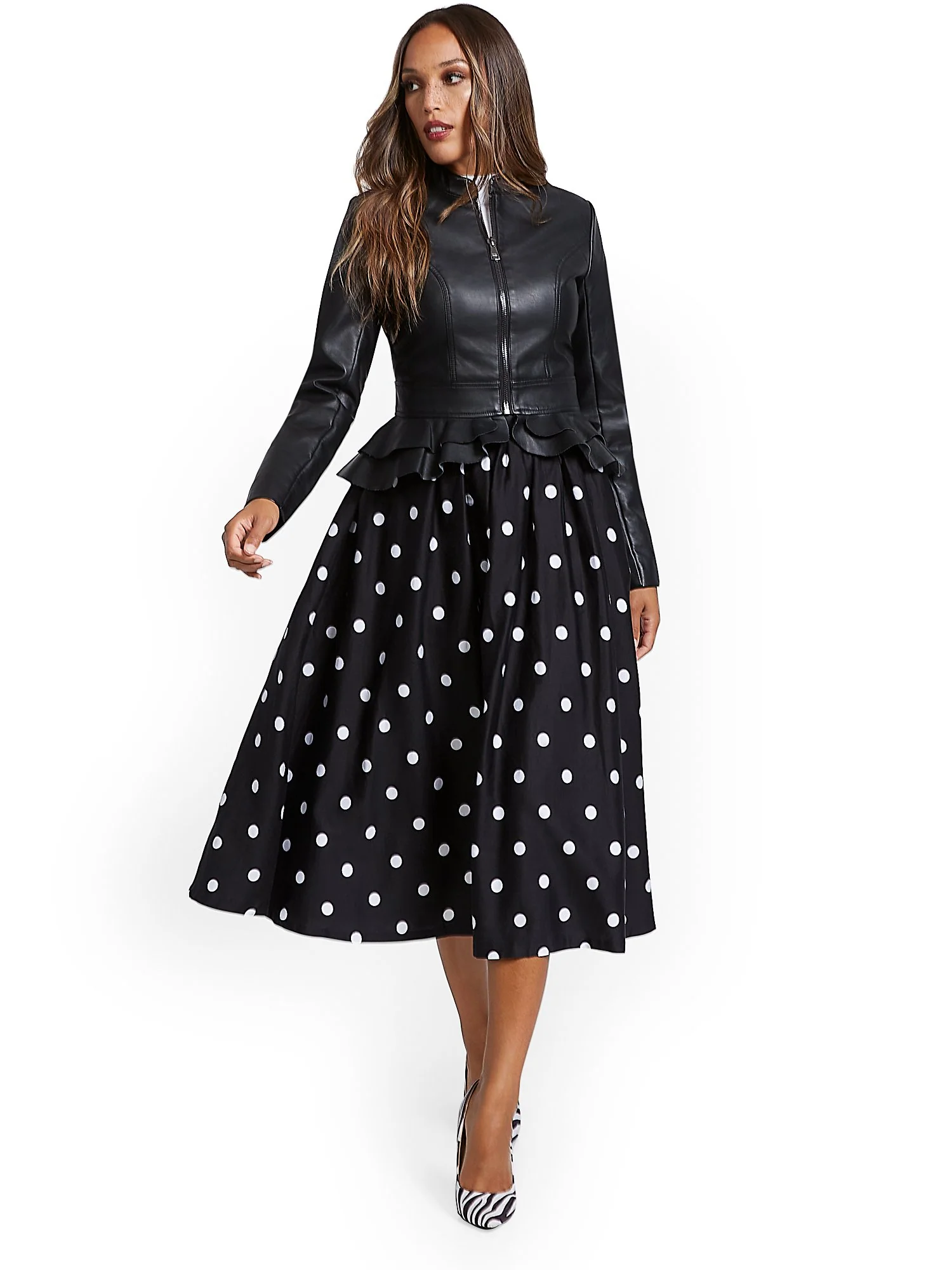 Faux Leather Peplum Jacket - Image 5