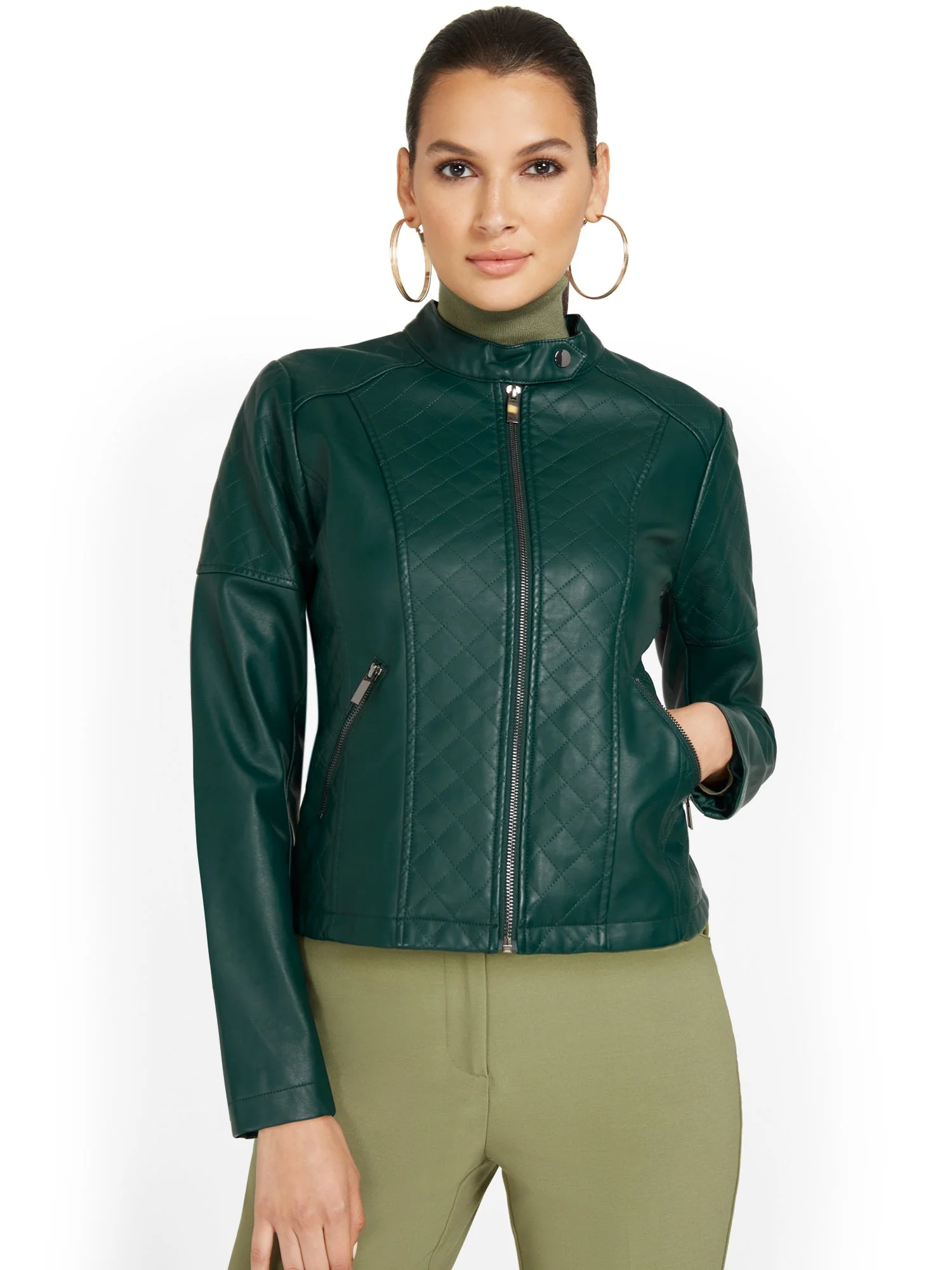 Faux-Leather Quilted Jacket - Image 15