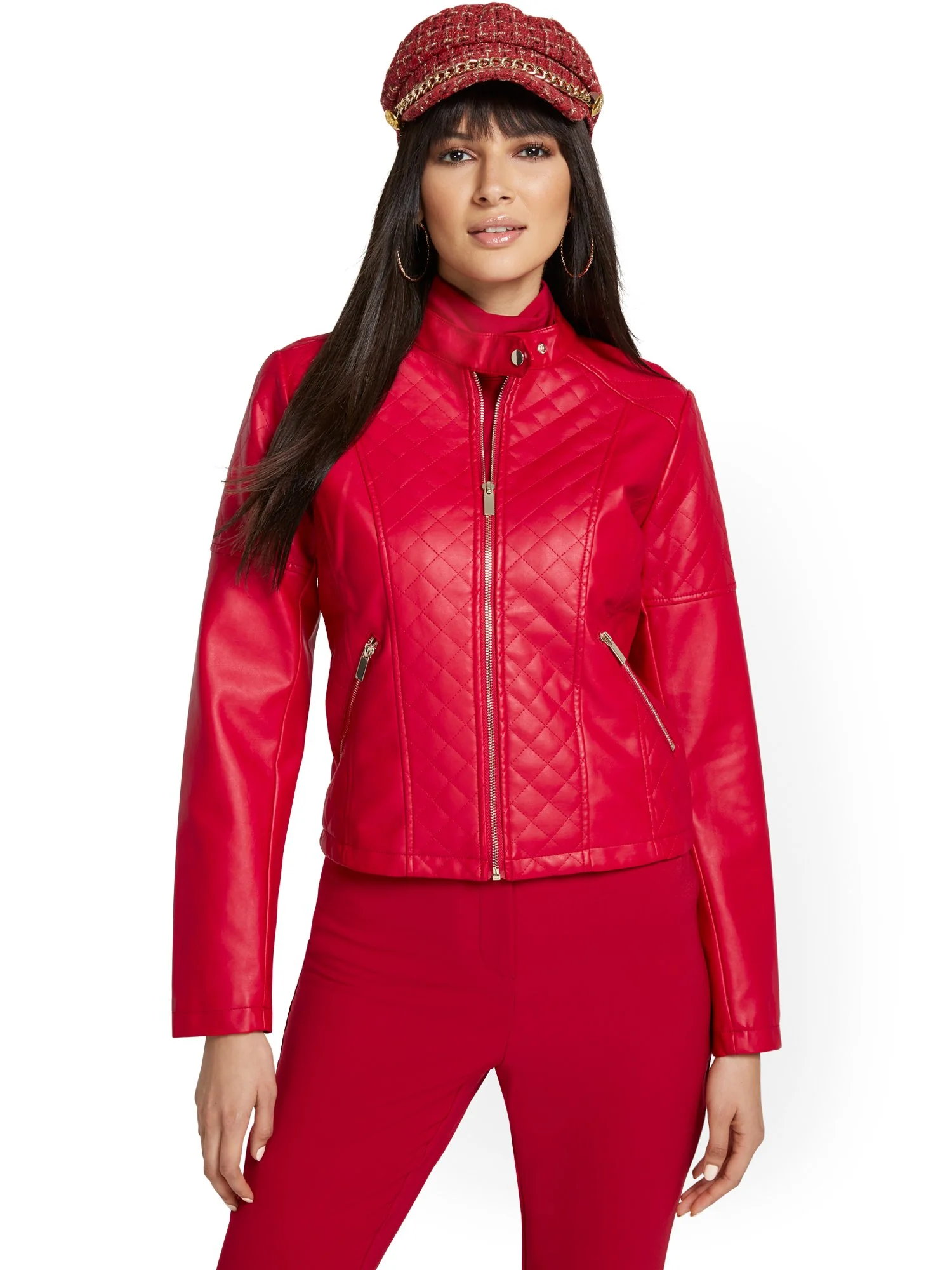 Faux-Leather Quilted Jacket - Image 22