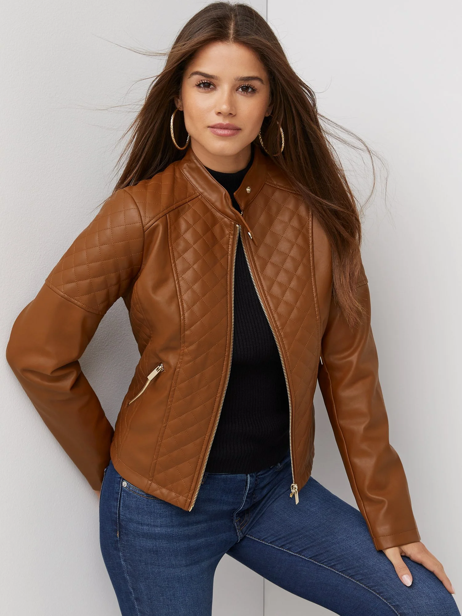Faux-Leather Quilted Jacket - Image 26