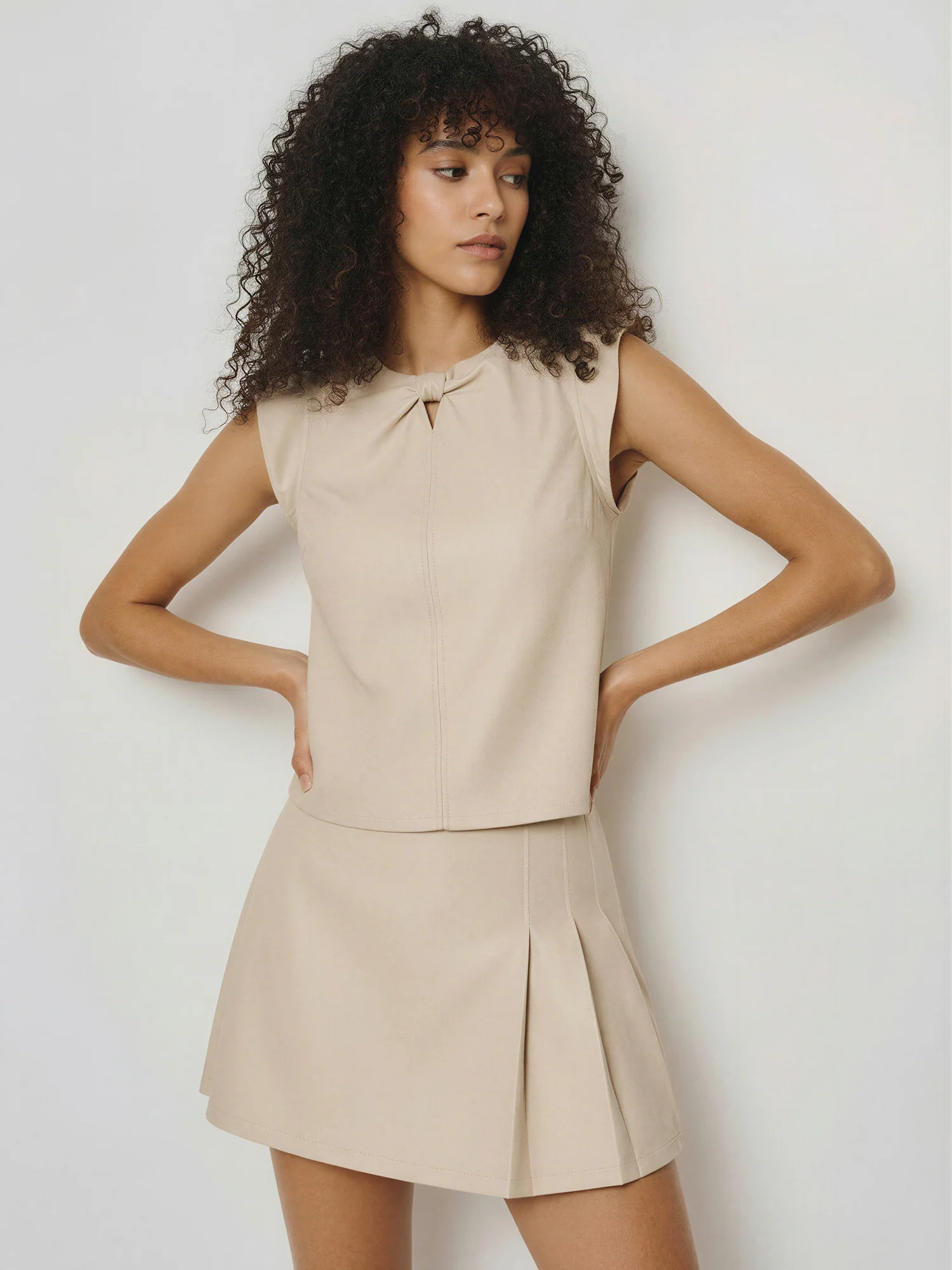 Faux Leather Side Pleated Mini Skirt - Image 9