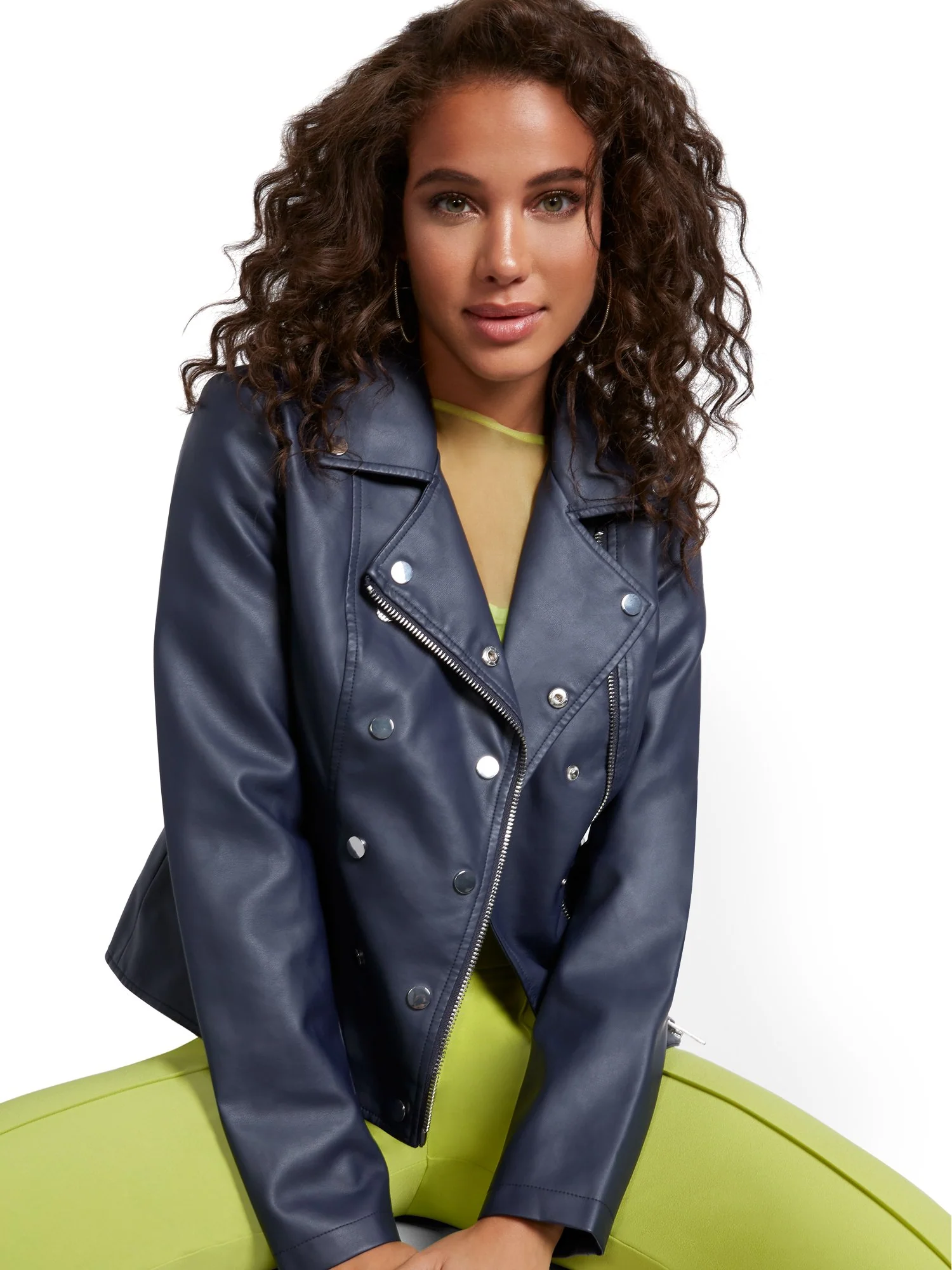Faux-Leather Snap Moto Jacket - Image 2