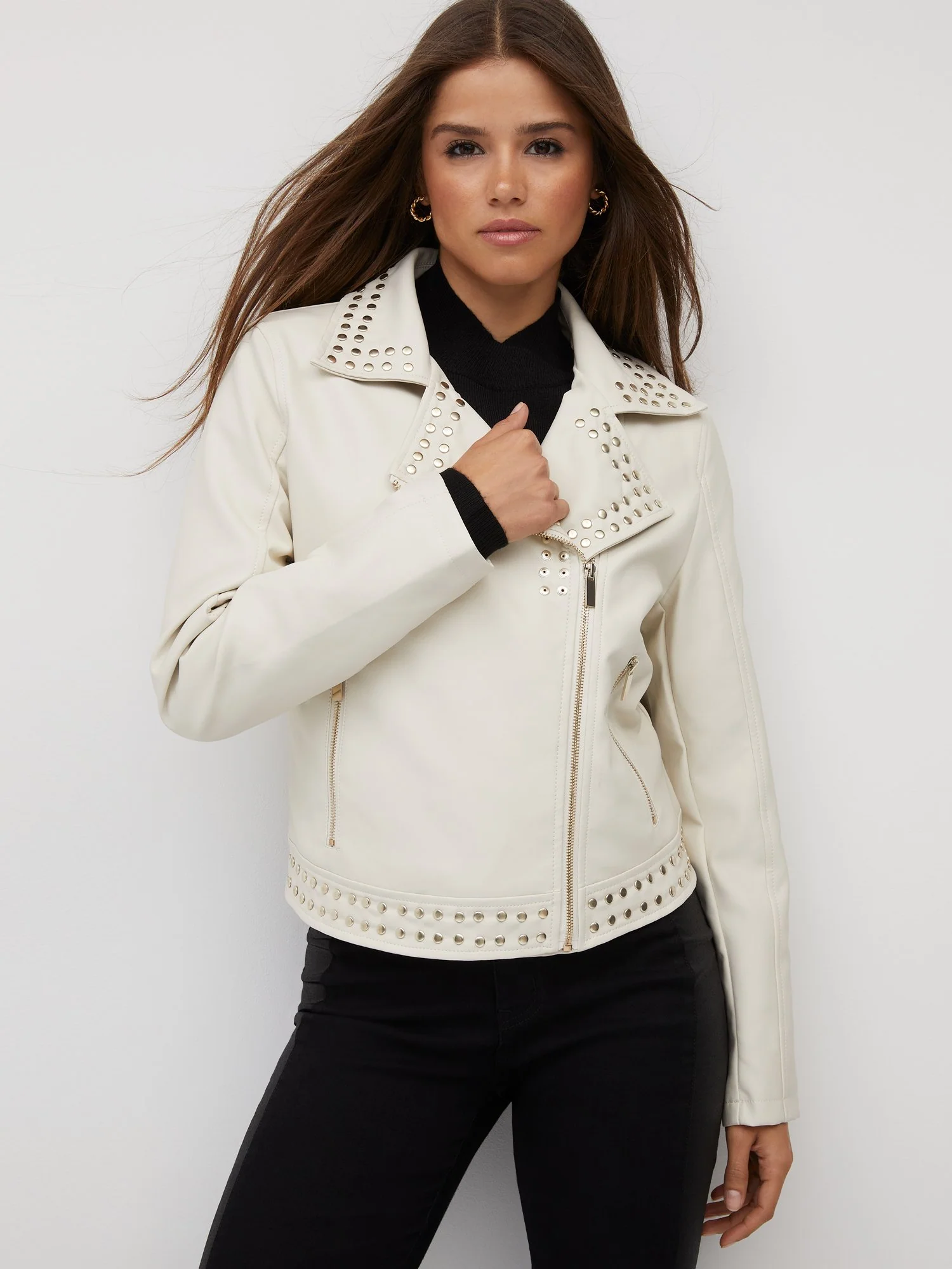 Faux-Leather Studded Jacket - Image 7