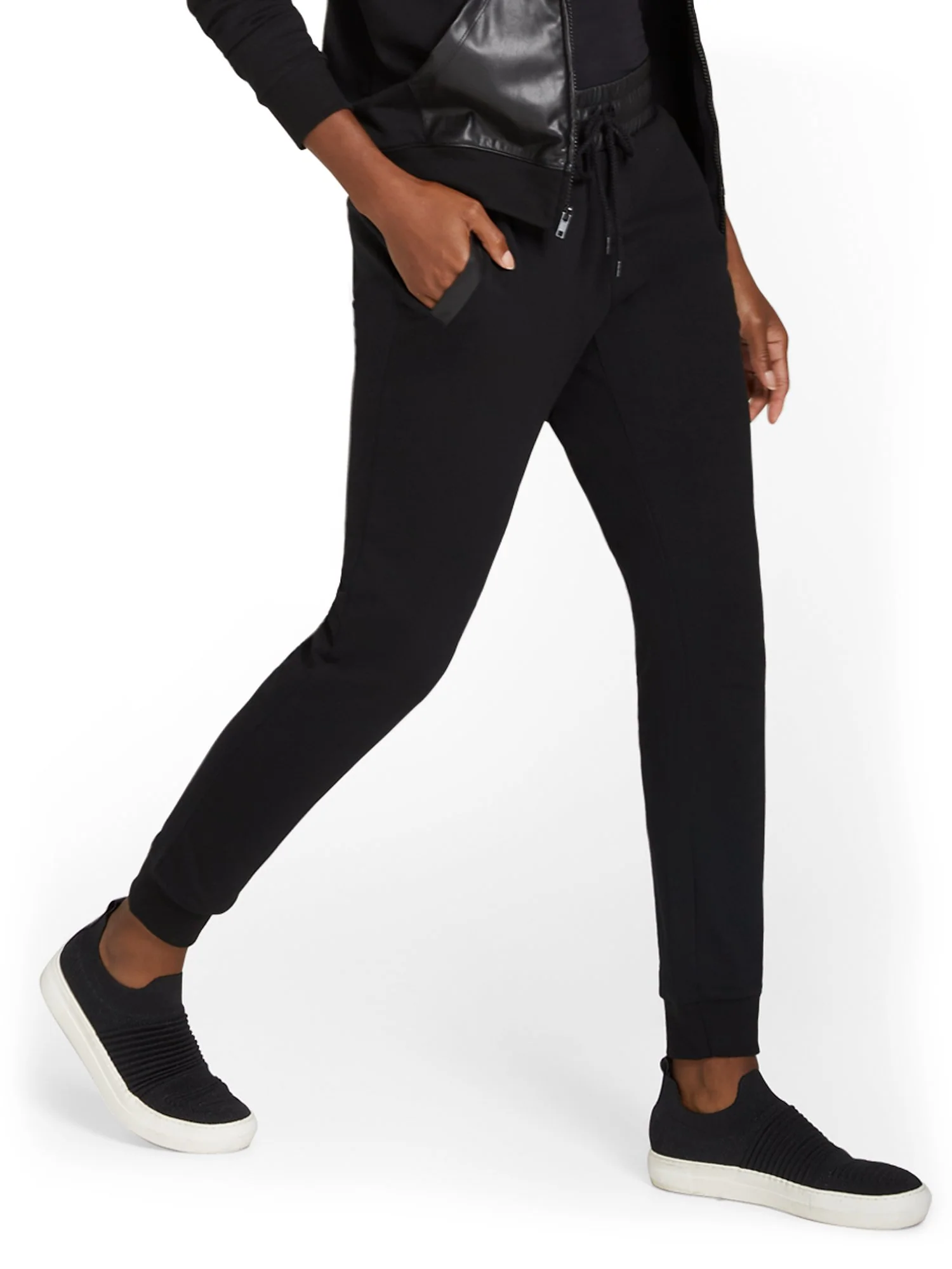 Faux-Leather Trim French Terry Jogger Pant - Image 2
