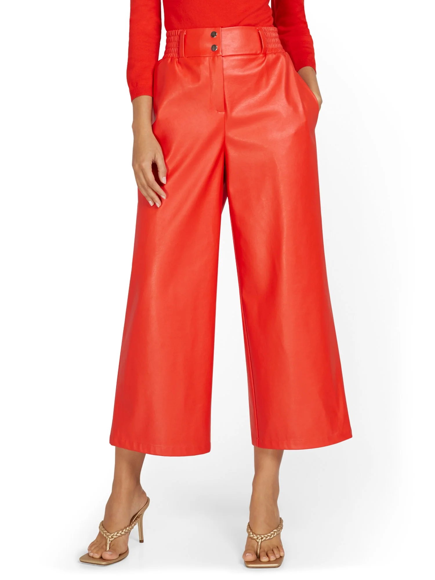 Faux-Leather Wide-Leg Capri Pant - Image 2