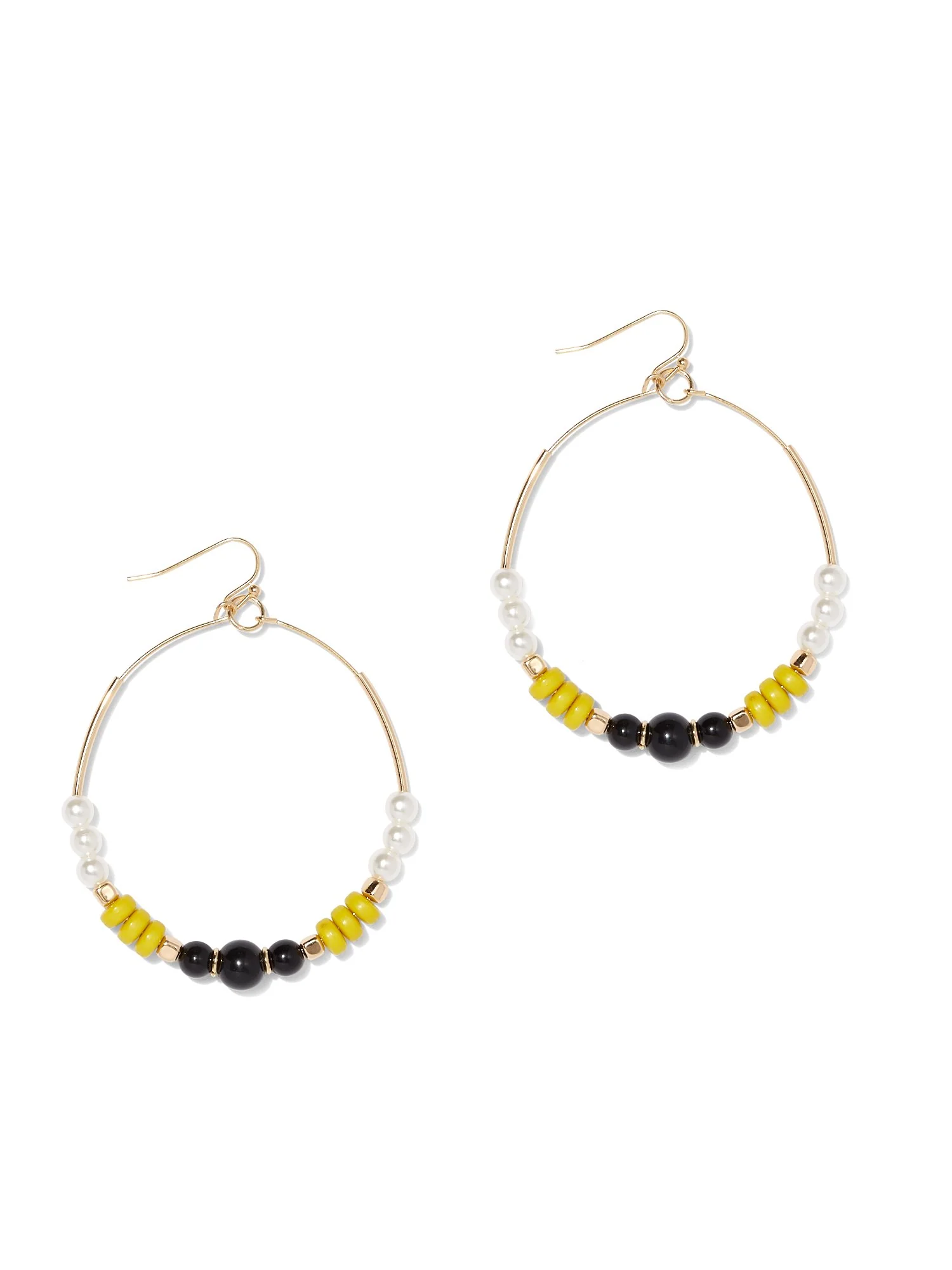 Faux-Pearl Goldtone Hoop Drop Earring