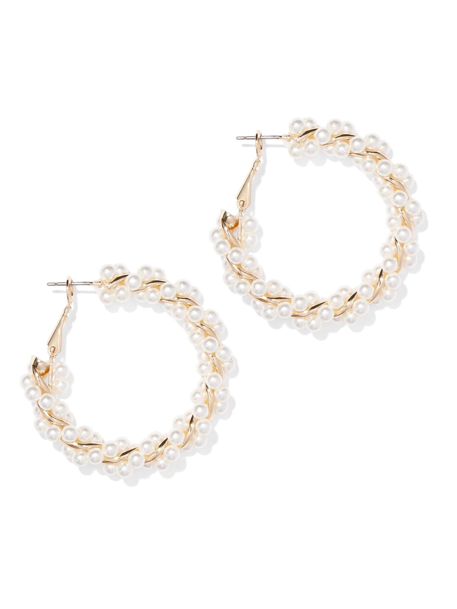 Faux-Pearl Twist Hoop Earring