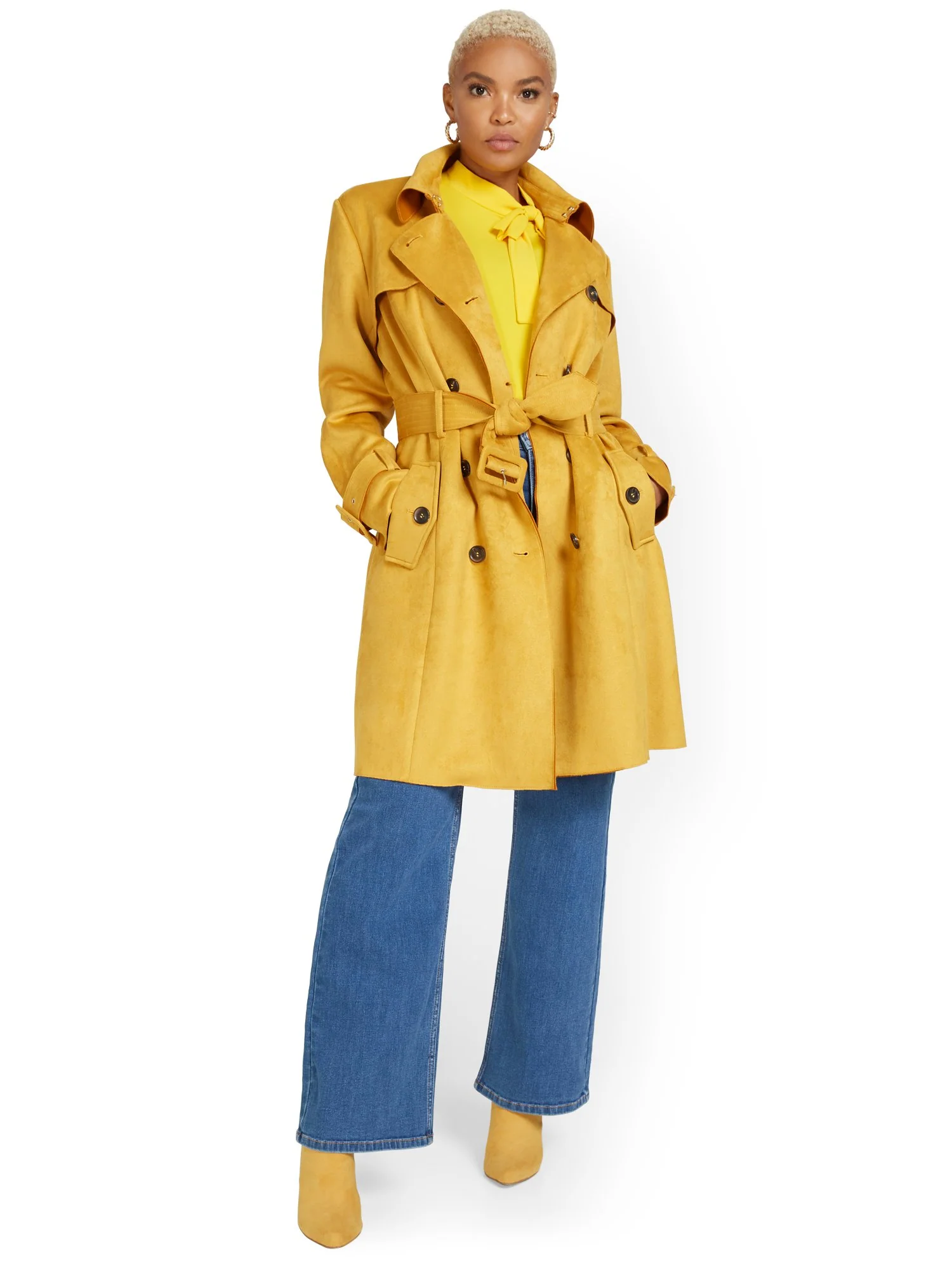 Faux-Suede Belted Trenchcoat - Image 11