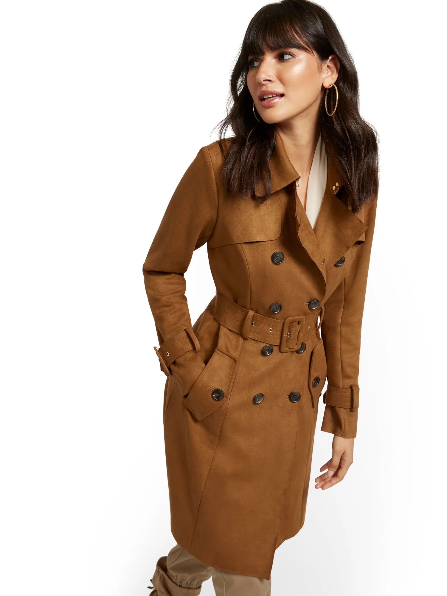 Faux-Suede Belted Trenchcoat - Image 17