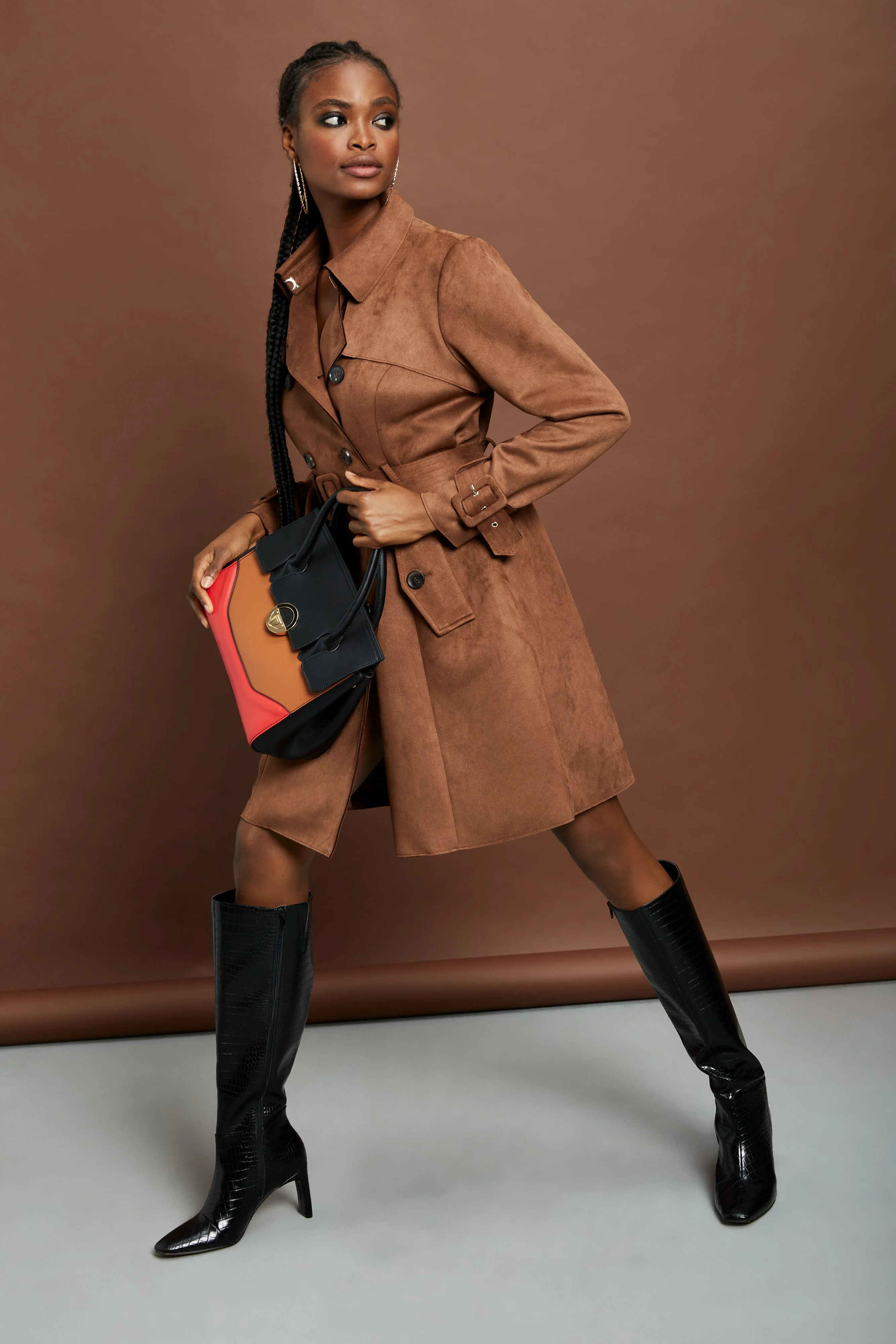 Faux-Suede Belted Trenchcoat - Image 7