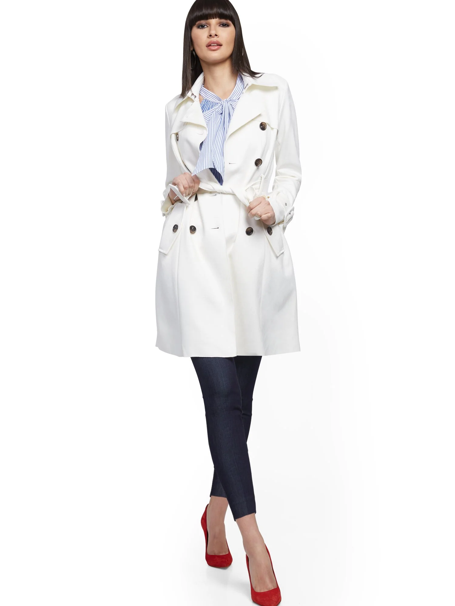 Faux-Suede Belted Trenchcoat - Image 11