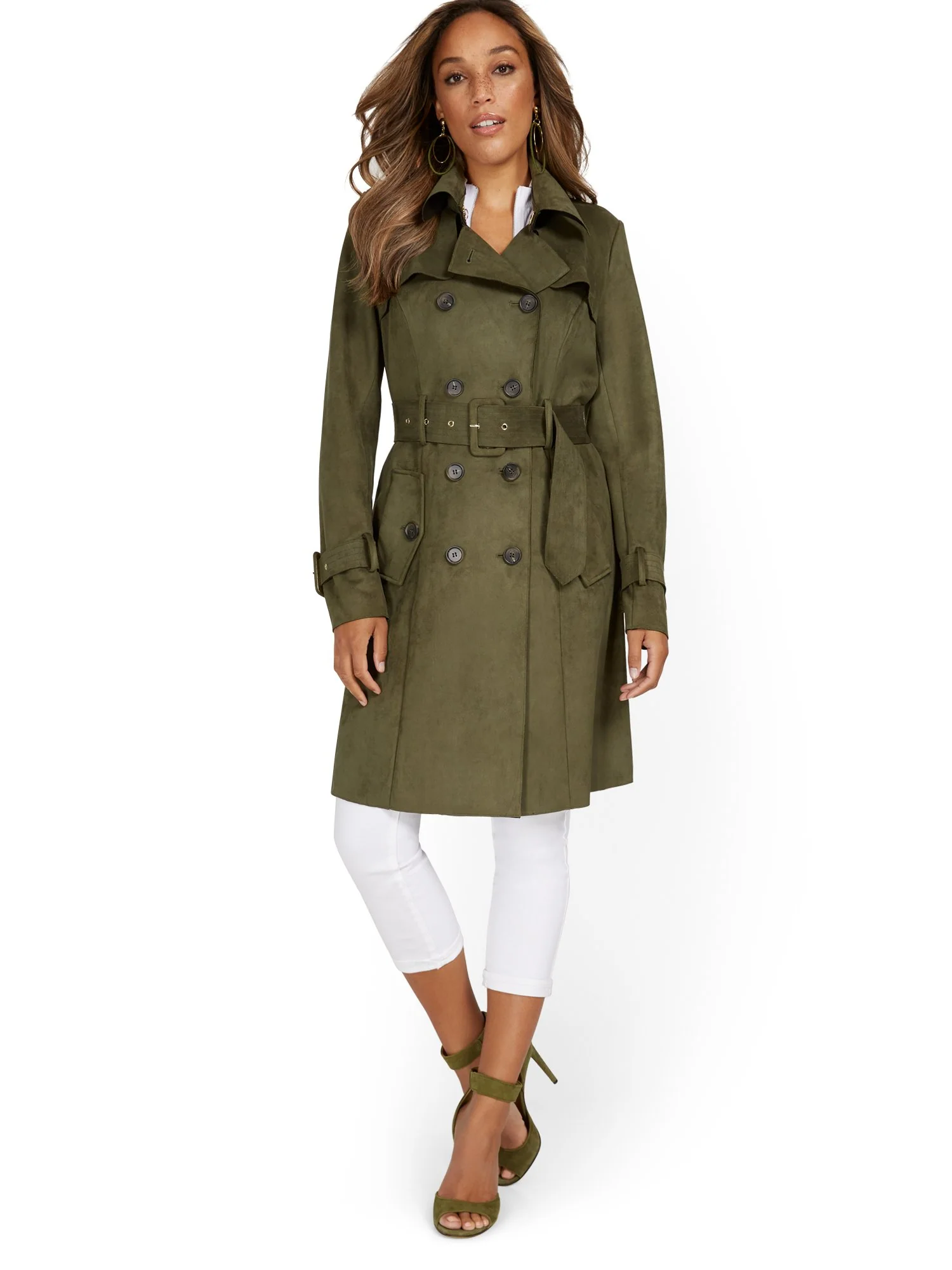 Faux-Suede Belted Trenchcoat - Image 9