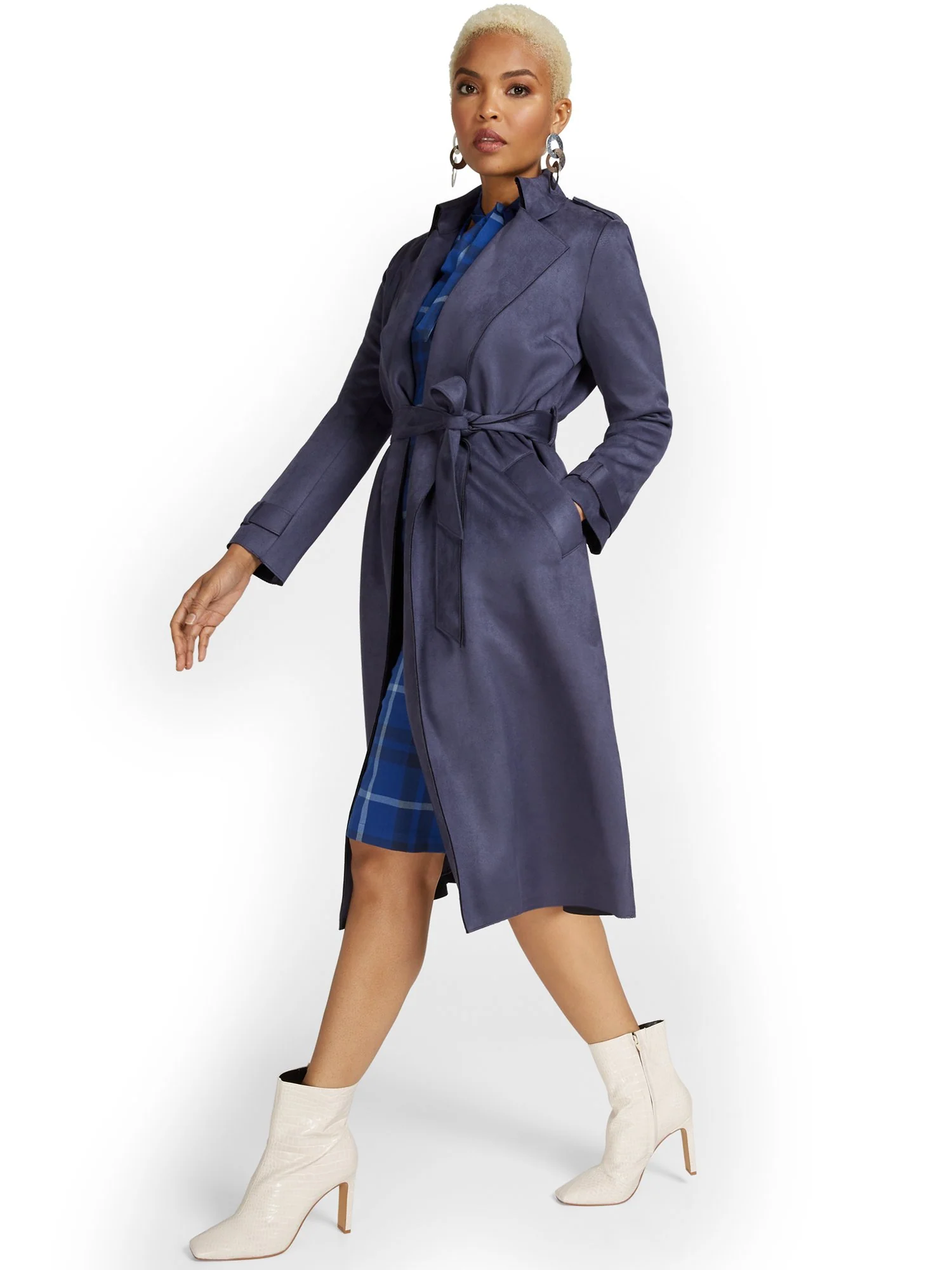 Faux-Suede Flyaway Trenchcoat - Image 2