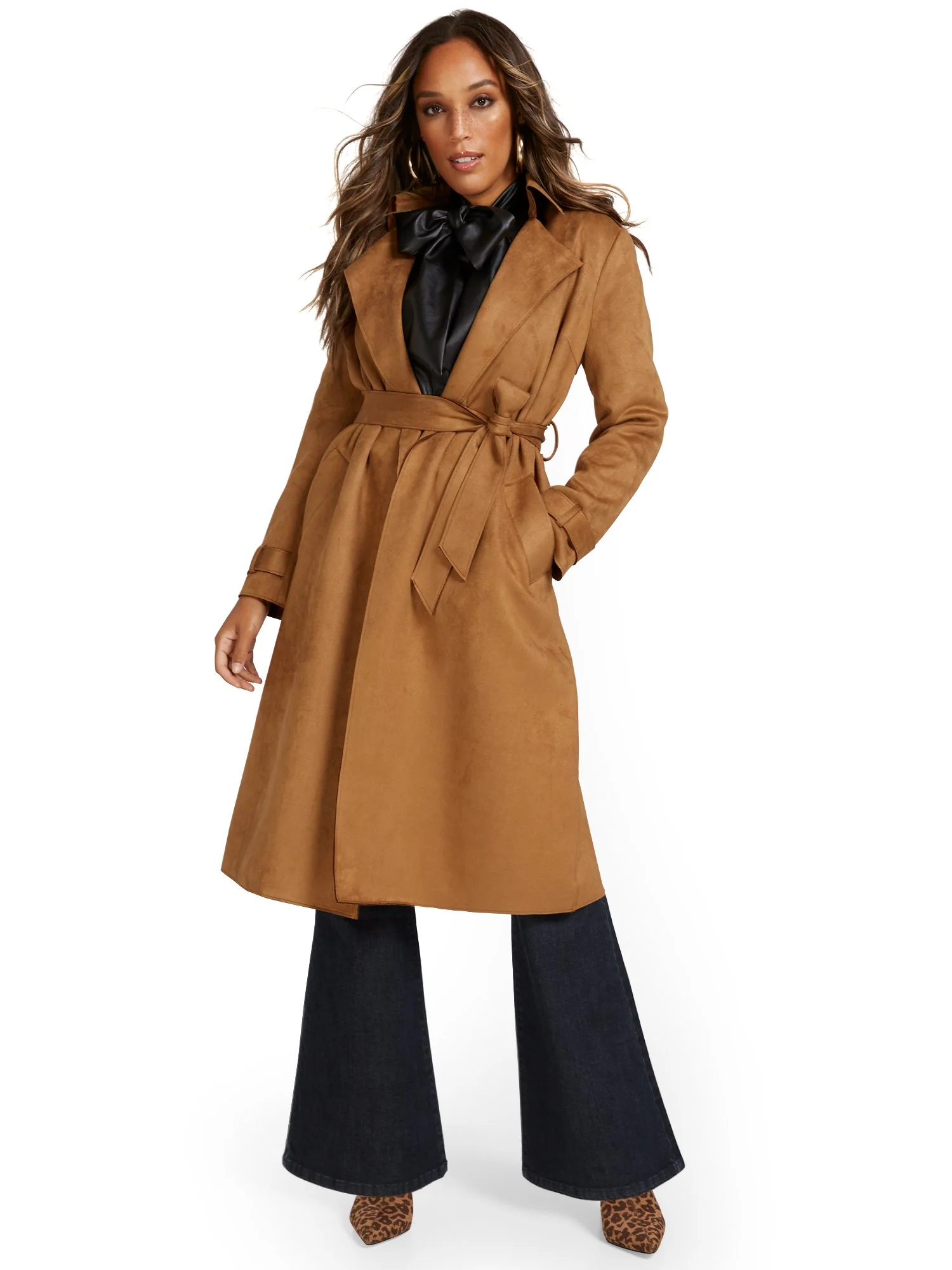 Faux-Suede Flyaway Trenchcoat - Image 8
