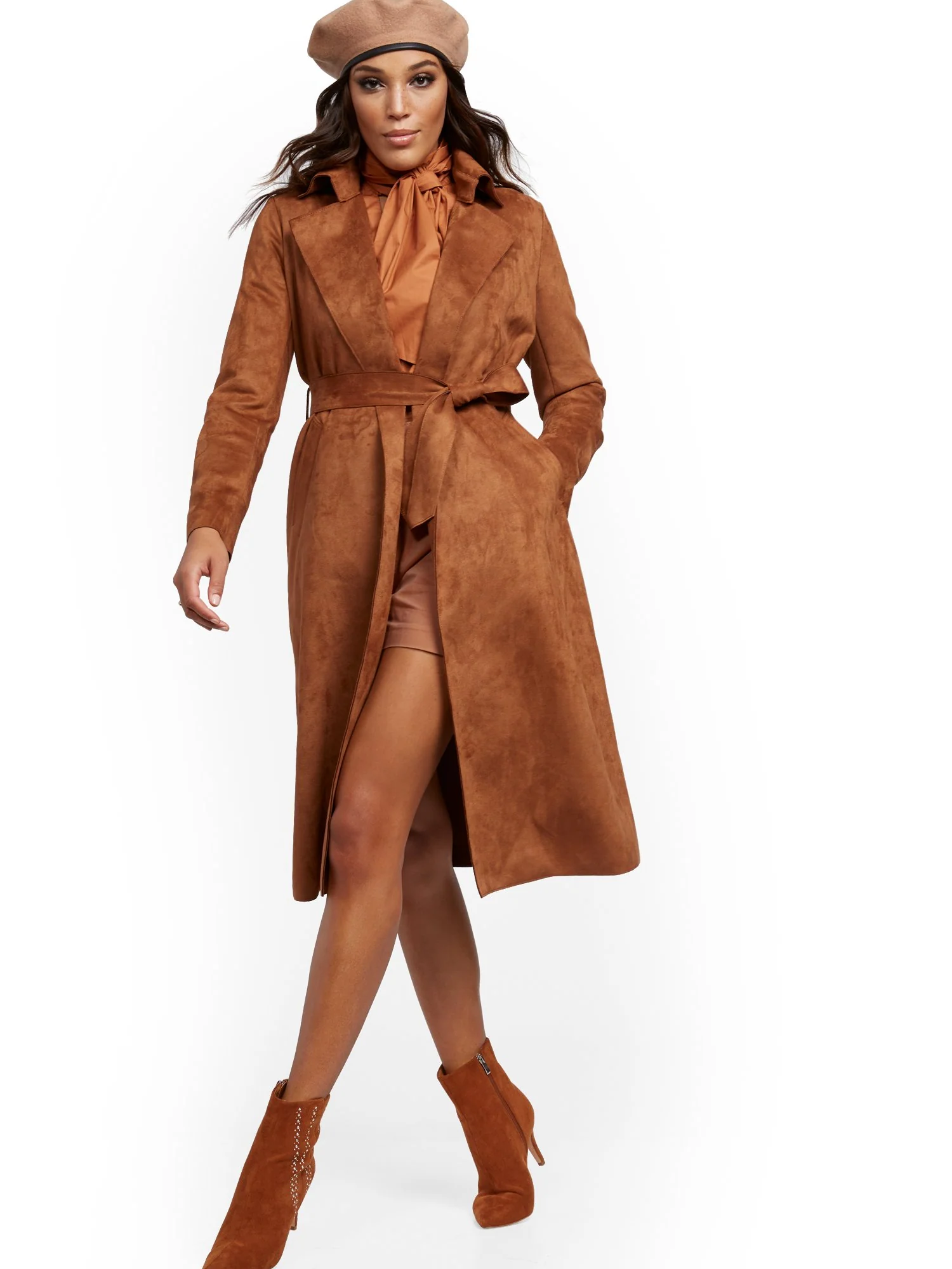 Faux-Suede Wrap Trenchcoat - Image 8