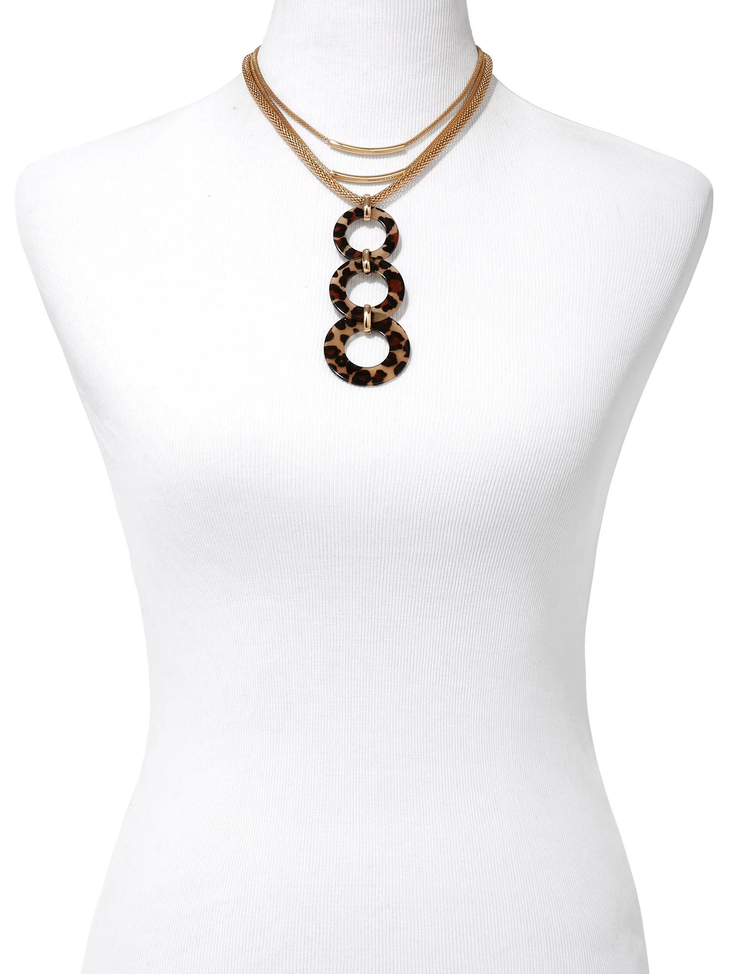 Faux-Tortoise Circle Pendant Necklace - Image 2