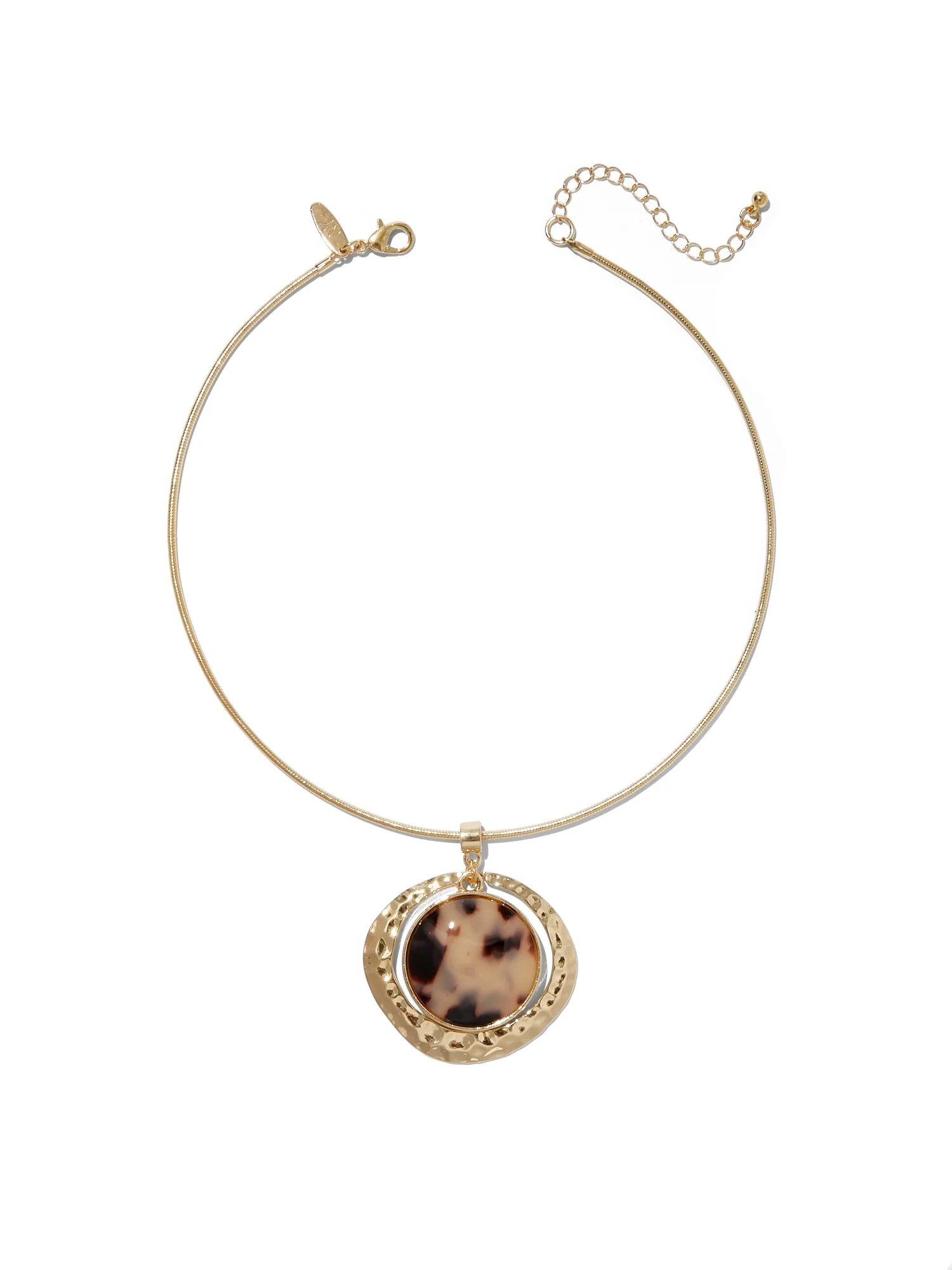 Faux-Tortoise Pendant Collar Necklace
