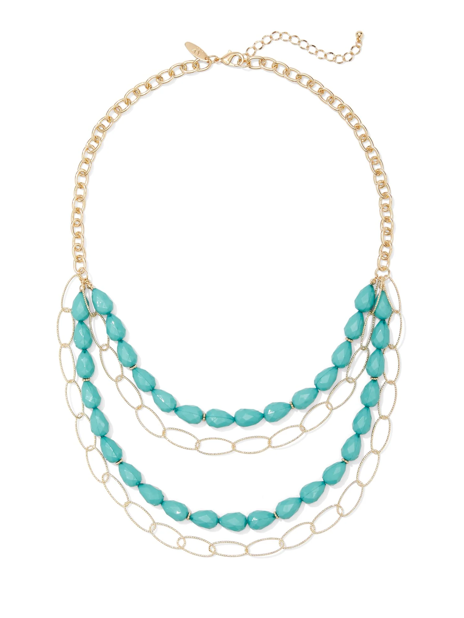 Faux-Turquoise Layered Link Necklace