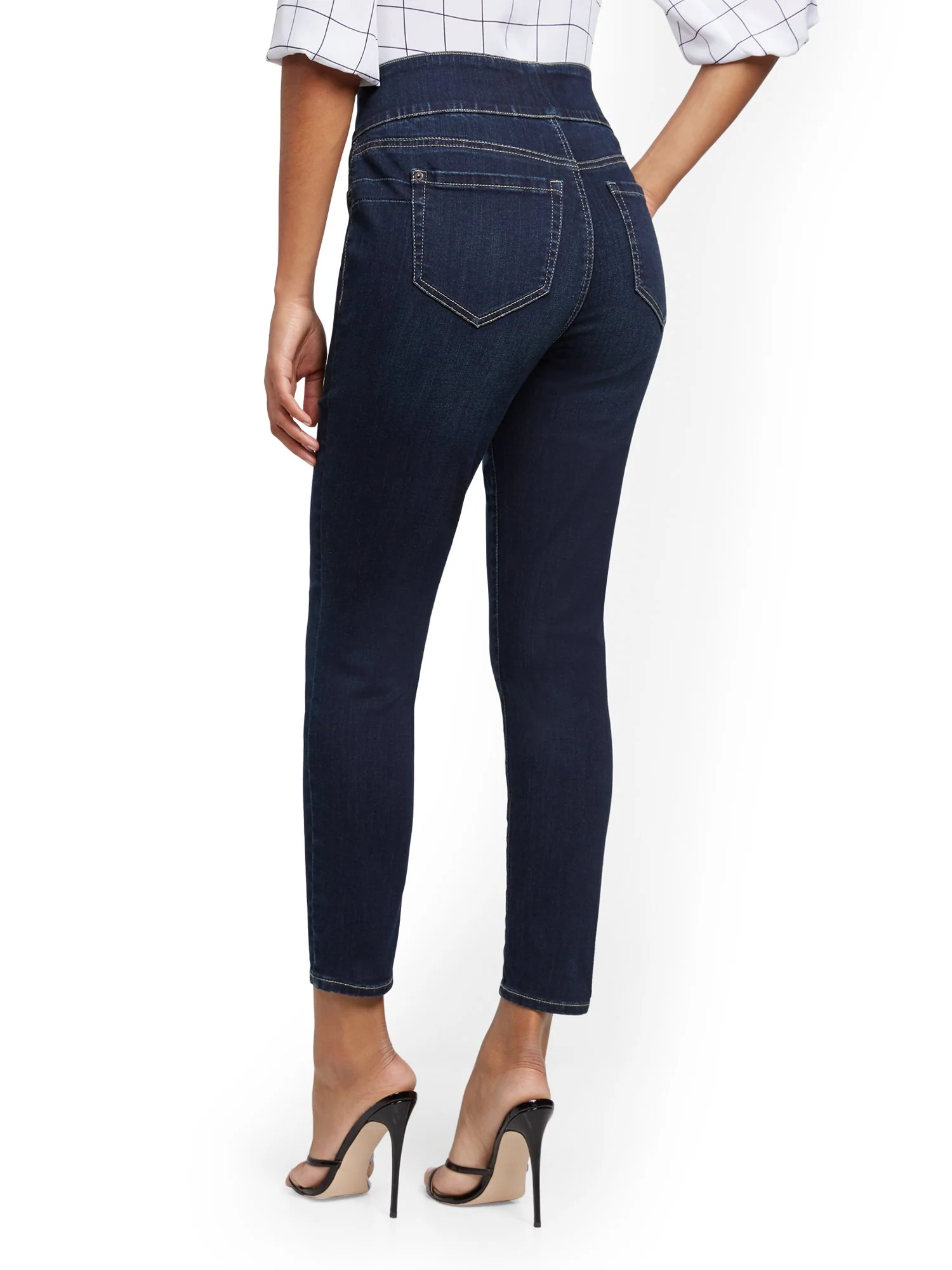 Feel Good High-Waisted No Gap Pull-On Super-Skinny Ankle Jeans - Moonlight Blue - Image 3