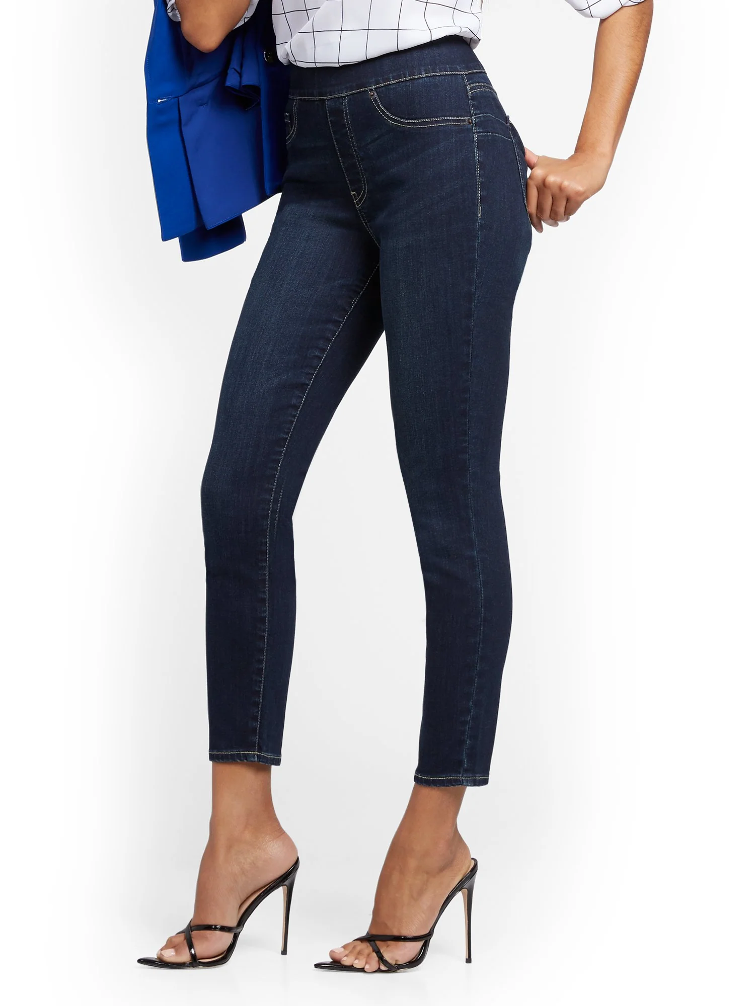 Feel Good High-Waisted No Gap Pull-On Super-Skinny Ankle Jeans - Moonlight Blue - Image 4