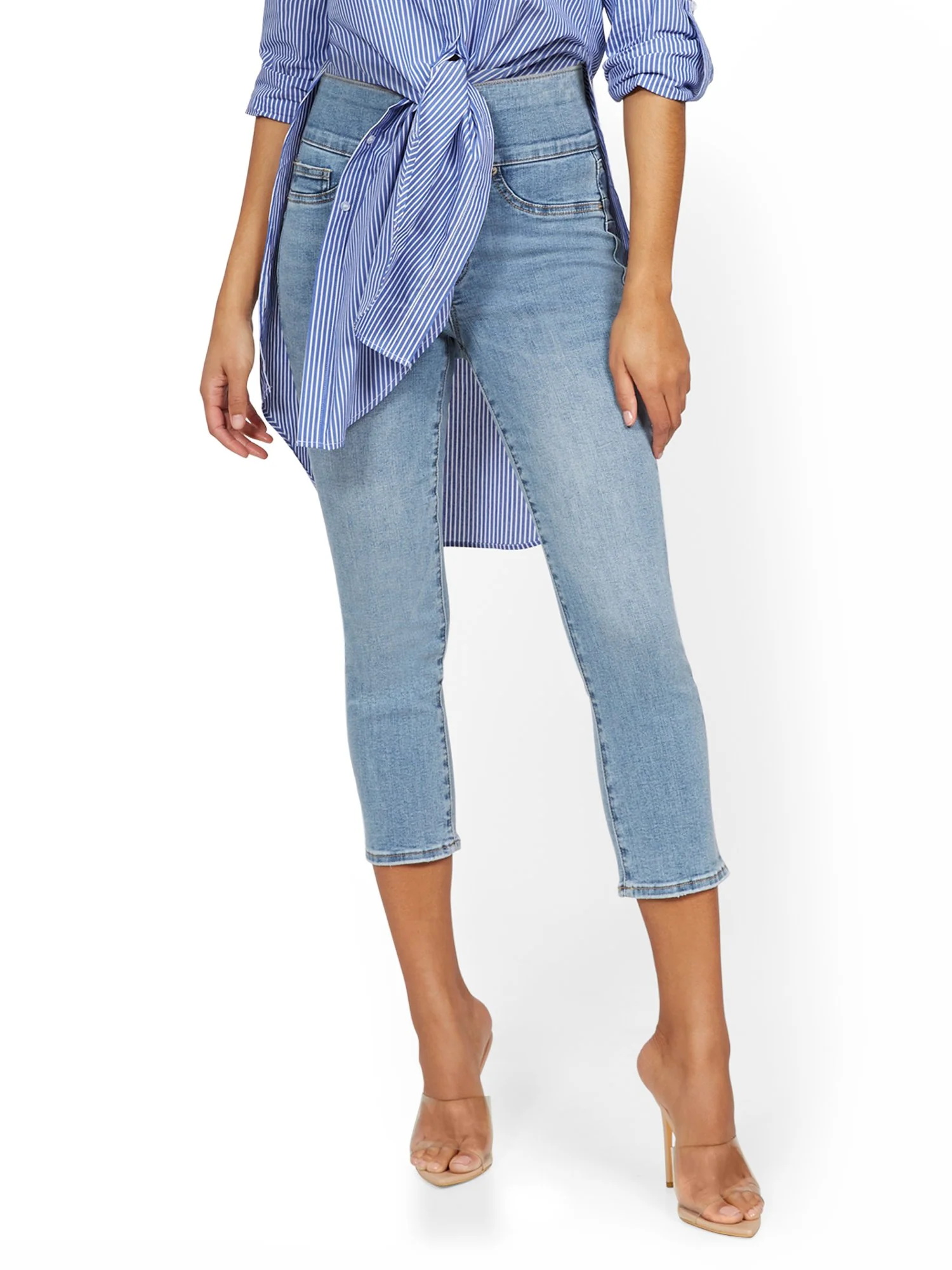 Feel Good High-Waisted No Gap Pull-On Super-Skinny Capri Jeans - Rivington Blue