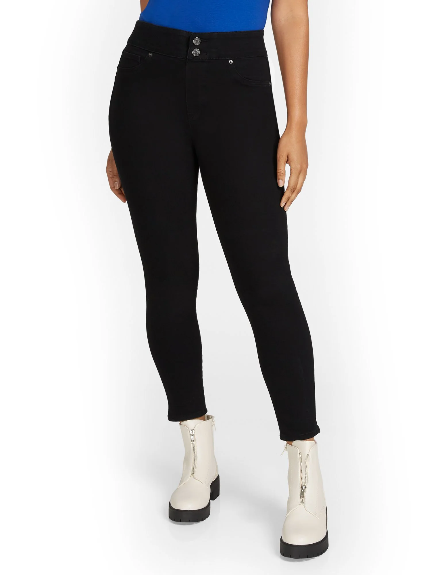 Feel Good High-Waisted No-Gap Pull-On Super-Skinny Jeans - Black