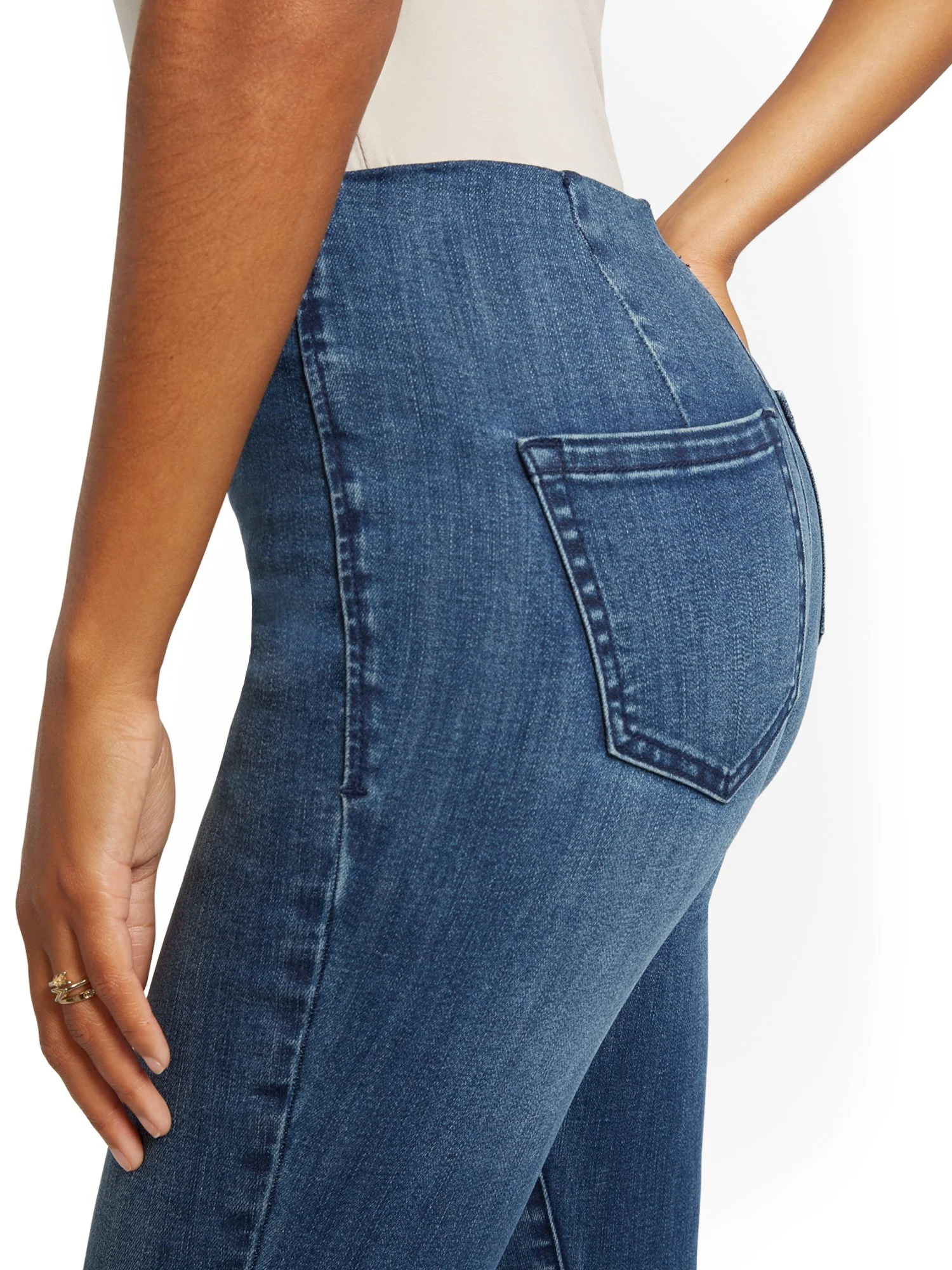 Feel Good High-Waisted No Gap Pull-On Super-Skinny Jeans - Brilliant Blue - Image 4