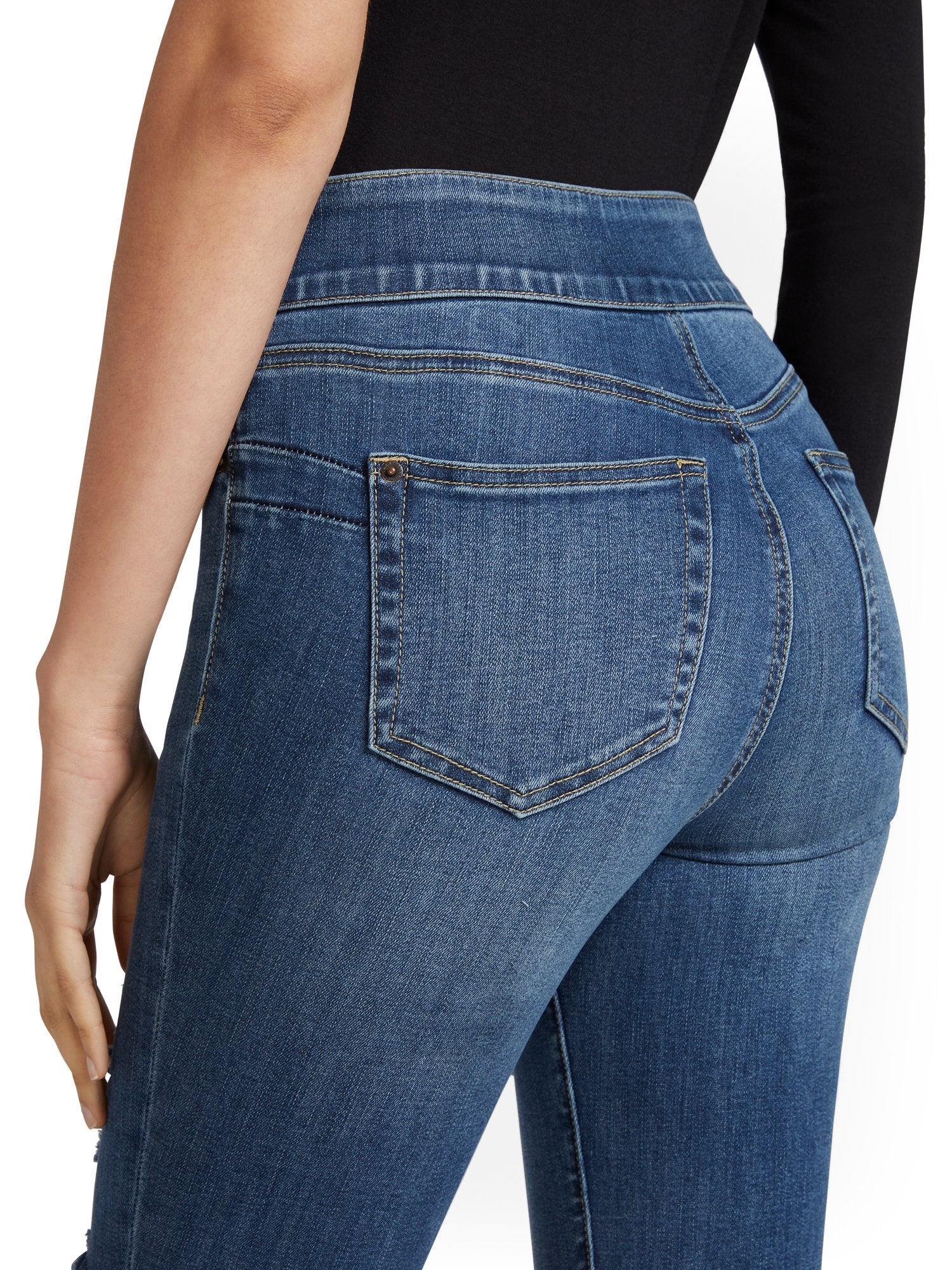 Feel Good High-Waisted No-Gap Pull-On Super-Skinny Jeans - Medium Blue Wash - Image 5