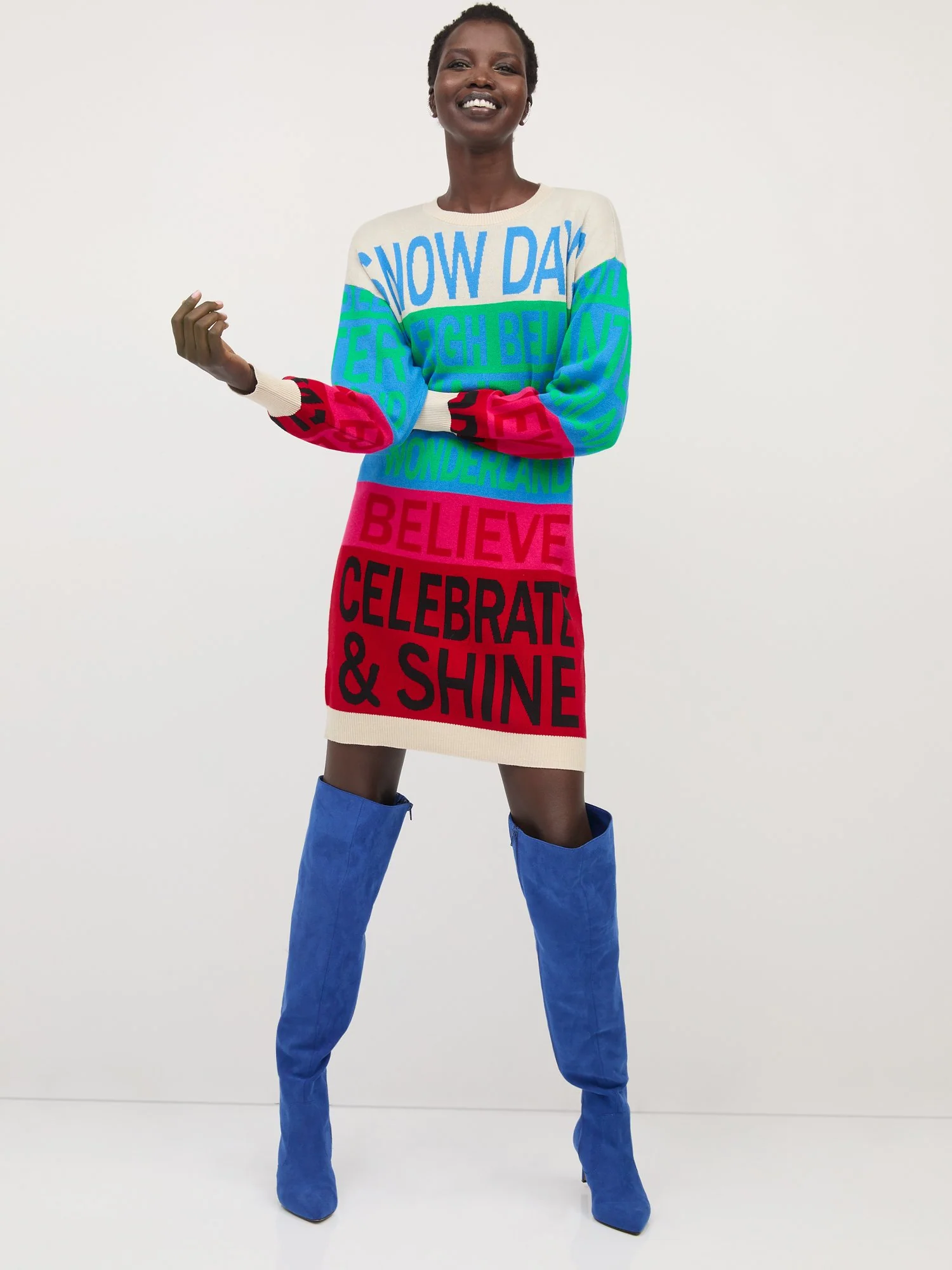 Festive-Text Sweater Dress - Image 2