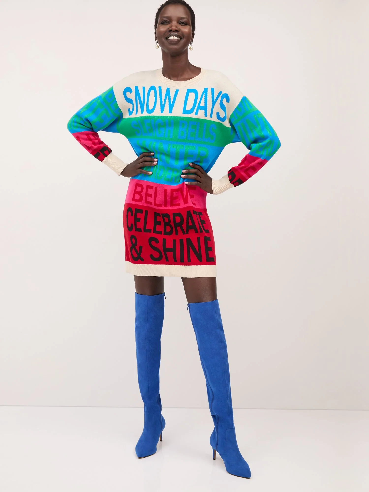 Festive-Text Sweater Dress - Image 4