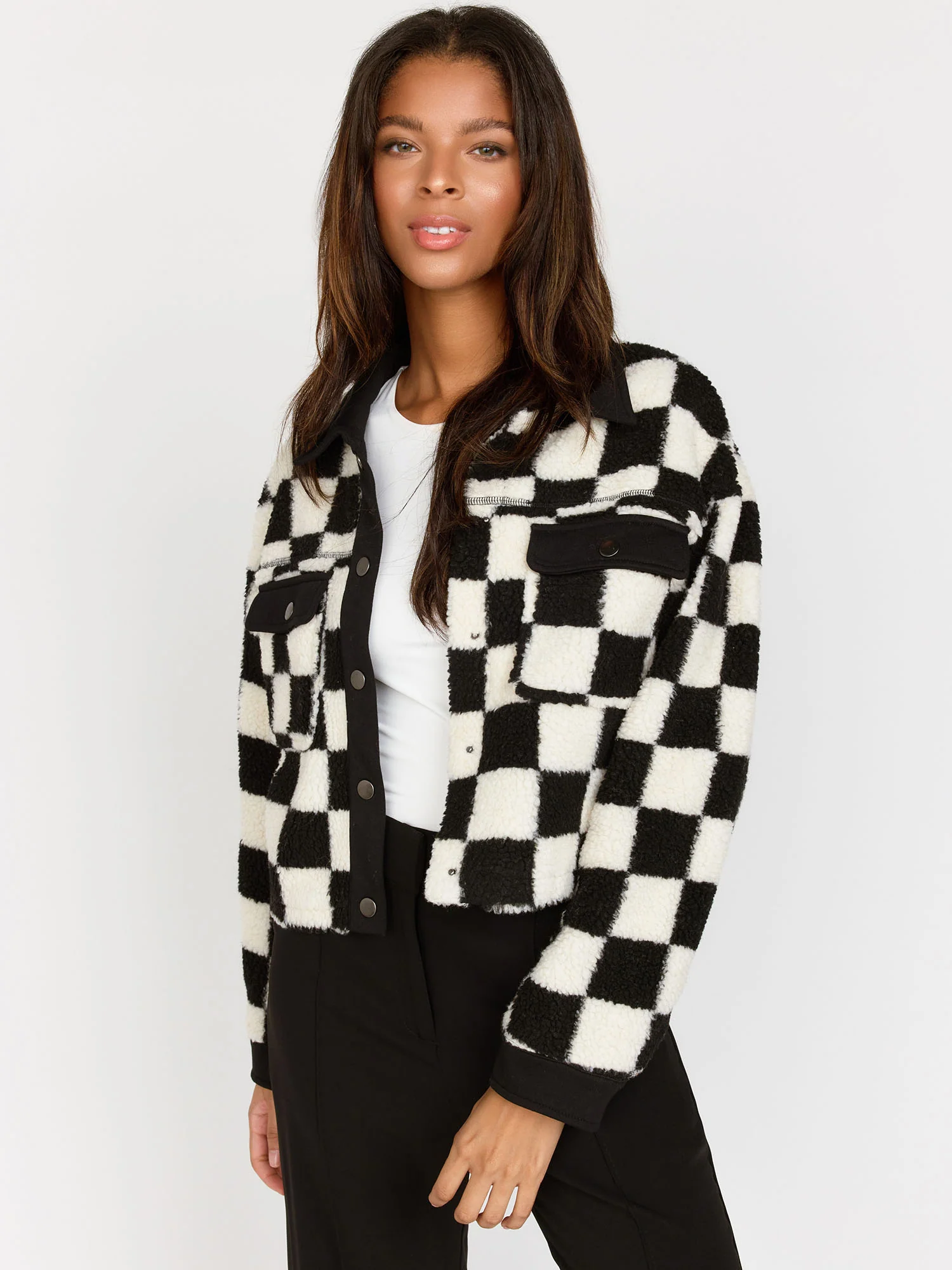Papercrane Fleece Checkerboard Bomber Jacket - Brands We Love - Image 2