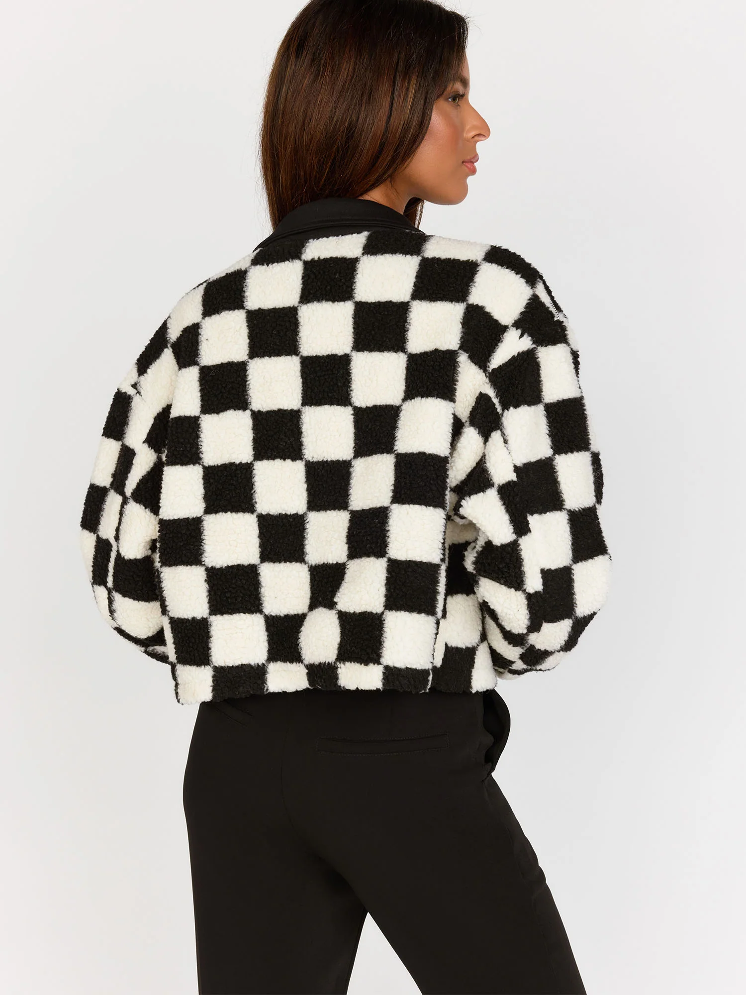 Papercrane Fleece Checkerboard Bomber Jacket - Brands We Love - Image 6