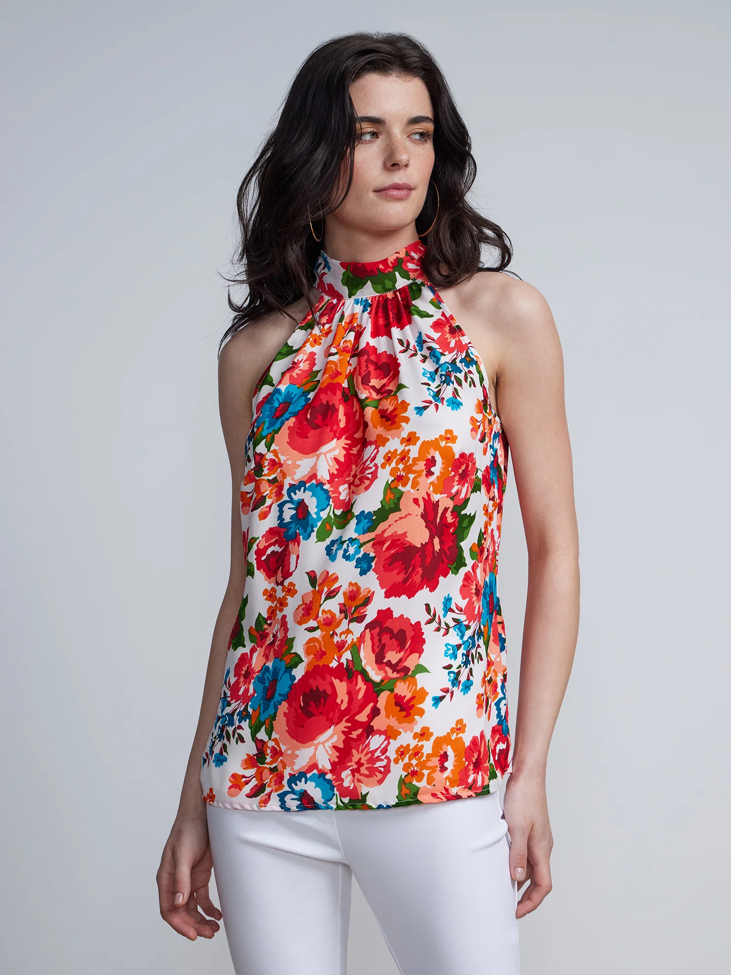 Floral Bow-Back Halter Neck Top